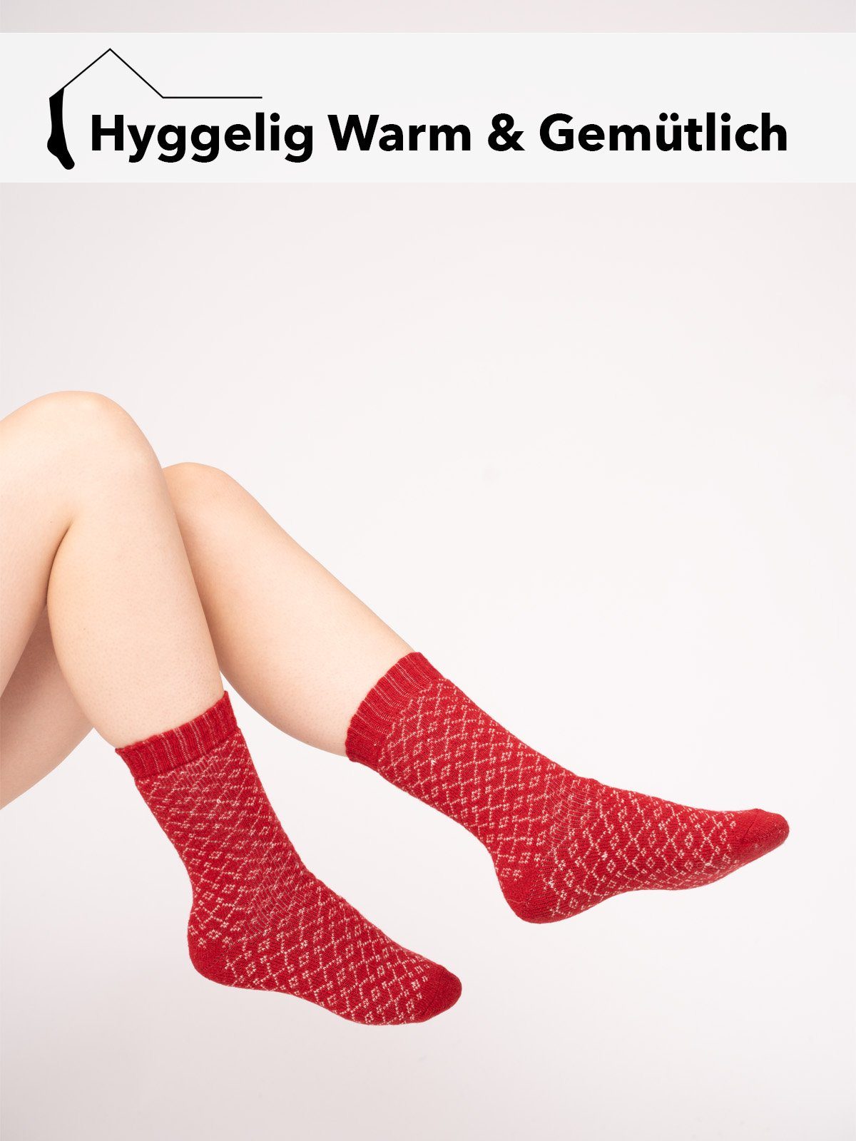 Dicke Socken Für mit Wolle Wollanteil Hygge Damen HomeOfSocks In Bunten 45% Hyggelig Dick Socken Socken Hohem Herren Design Rot Warm Mit &