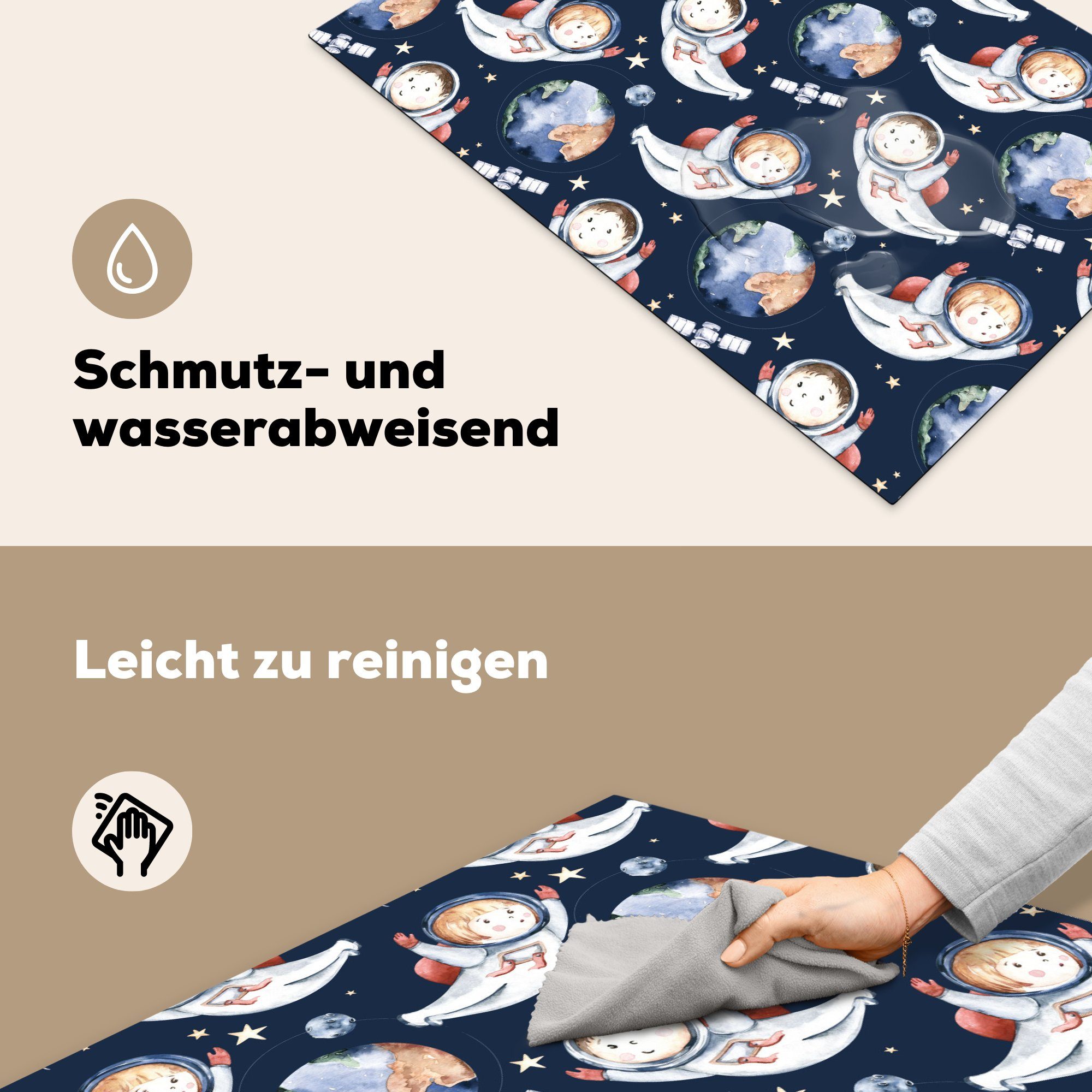 MuchoWow Herdblende-/Abdeckplatte Muster - Kinder Mädchen Induktionskochfeld Jungen Kinder, - - (1 Kinder 81x52 für Ceranfeldabdeckung Schutz die - Vinyl, - tlg), - cm, küche, Planeten