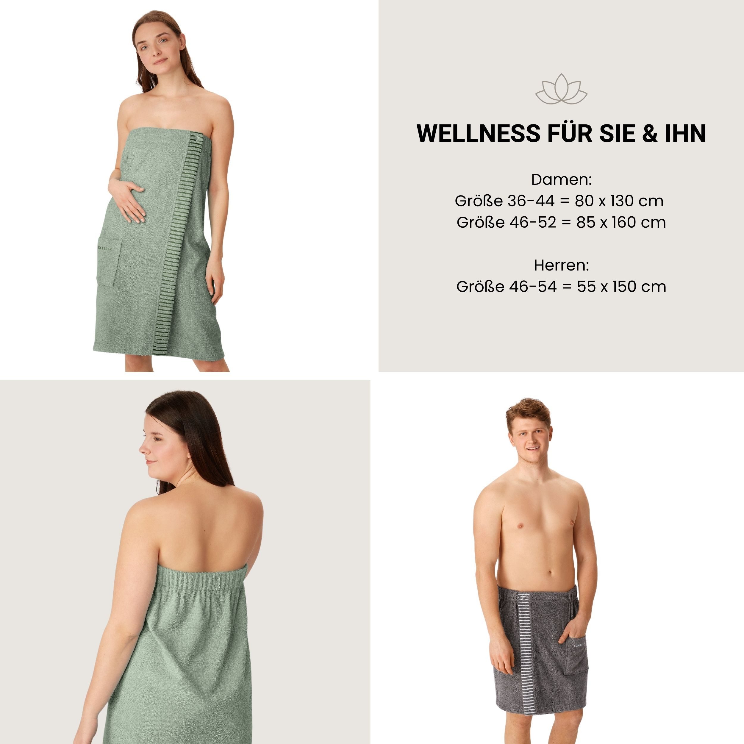 Schiesser Kilt Rom aus weicher Baumwolle, saugstark und 3-fach weitenverstellbar, Kurzform, Frottier, Knöpfe, OEKO-TEX® MADE IN GREEN – Bild 4 von 5