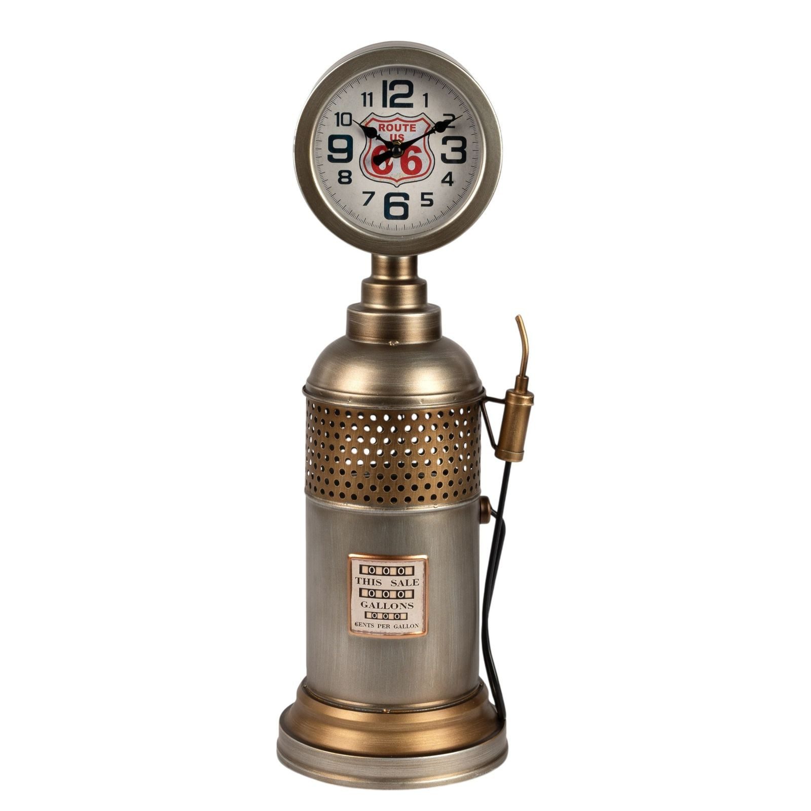 formano Wanduhr Metall Standuhr Zapfsäule Tischuhr nostalgisch Tankstelle Design