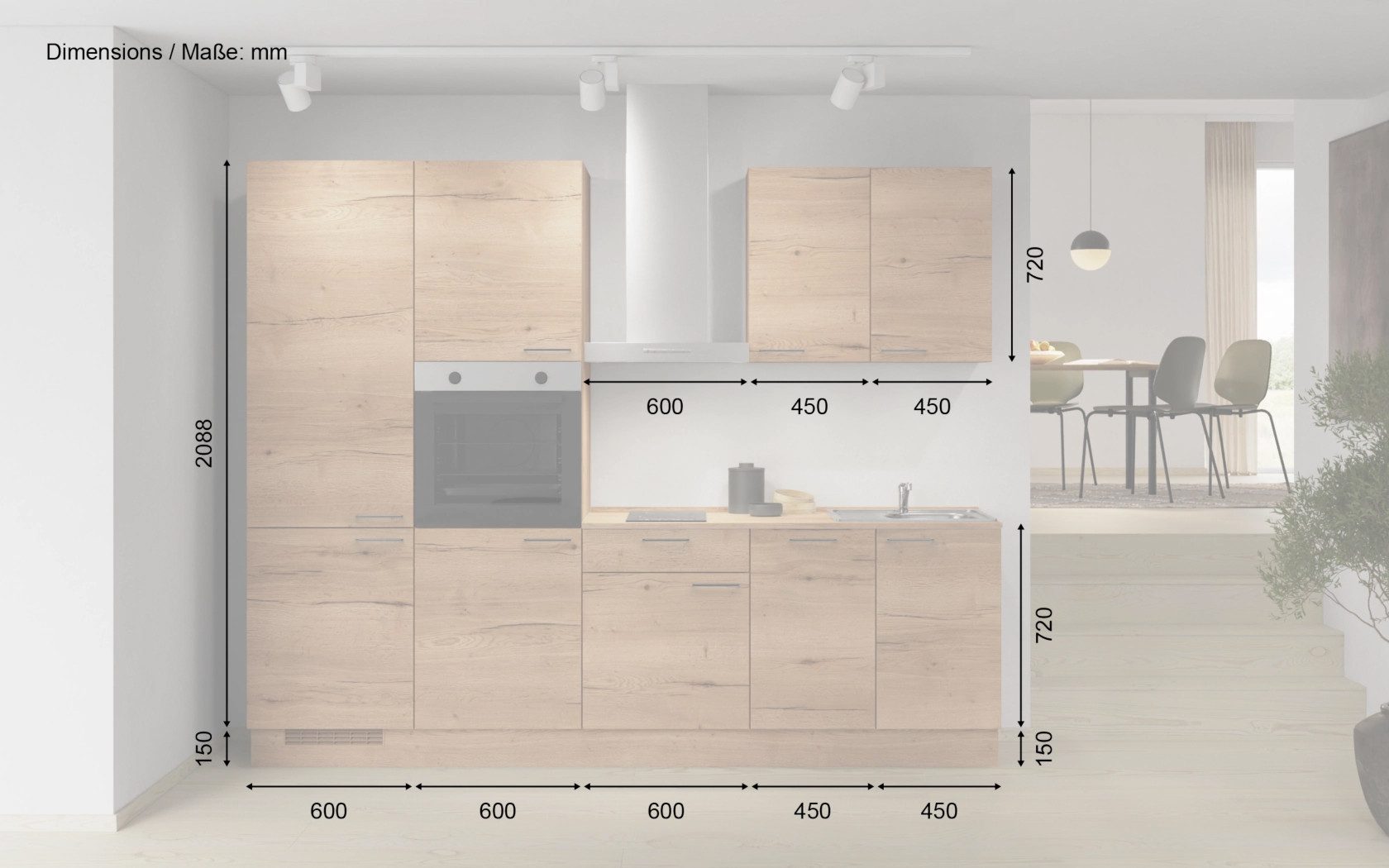 nobilia® Küchenzeile Kanel, individuell anpassbar, gratis Küchenplanung mit Profis, (Breite 270 cm), vormontiert, wahlw. mit E-Geräten, inkl. Lieferung