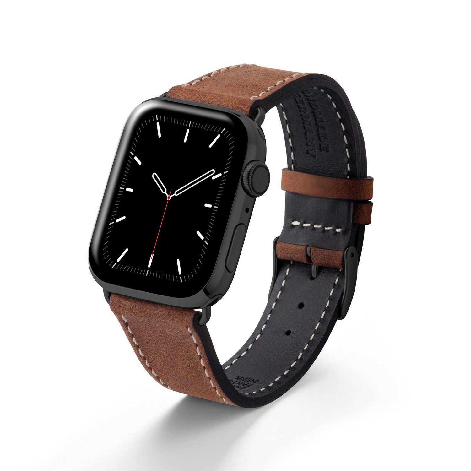 Selva Technik Uhrenarmband Lederarmband HOHELUFT, kompatibel mit Apple Watch 1-9, SE, Braun