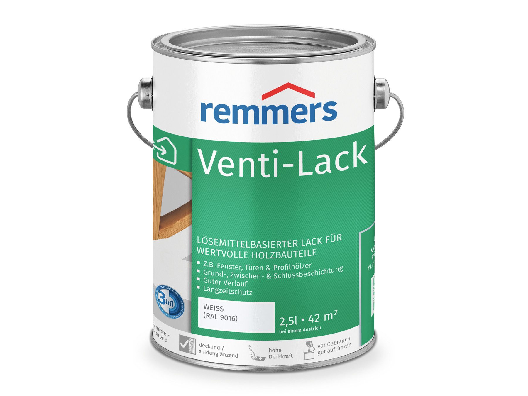 Remmers Lack Venti-Lack 3in1 2,5 Liter, 3 Beschichtungen in einem Produkt, hohe Deckkraft
