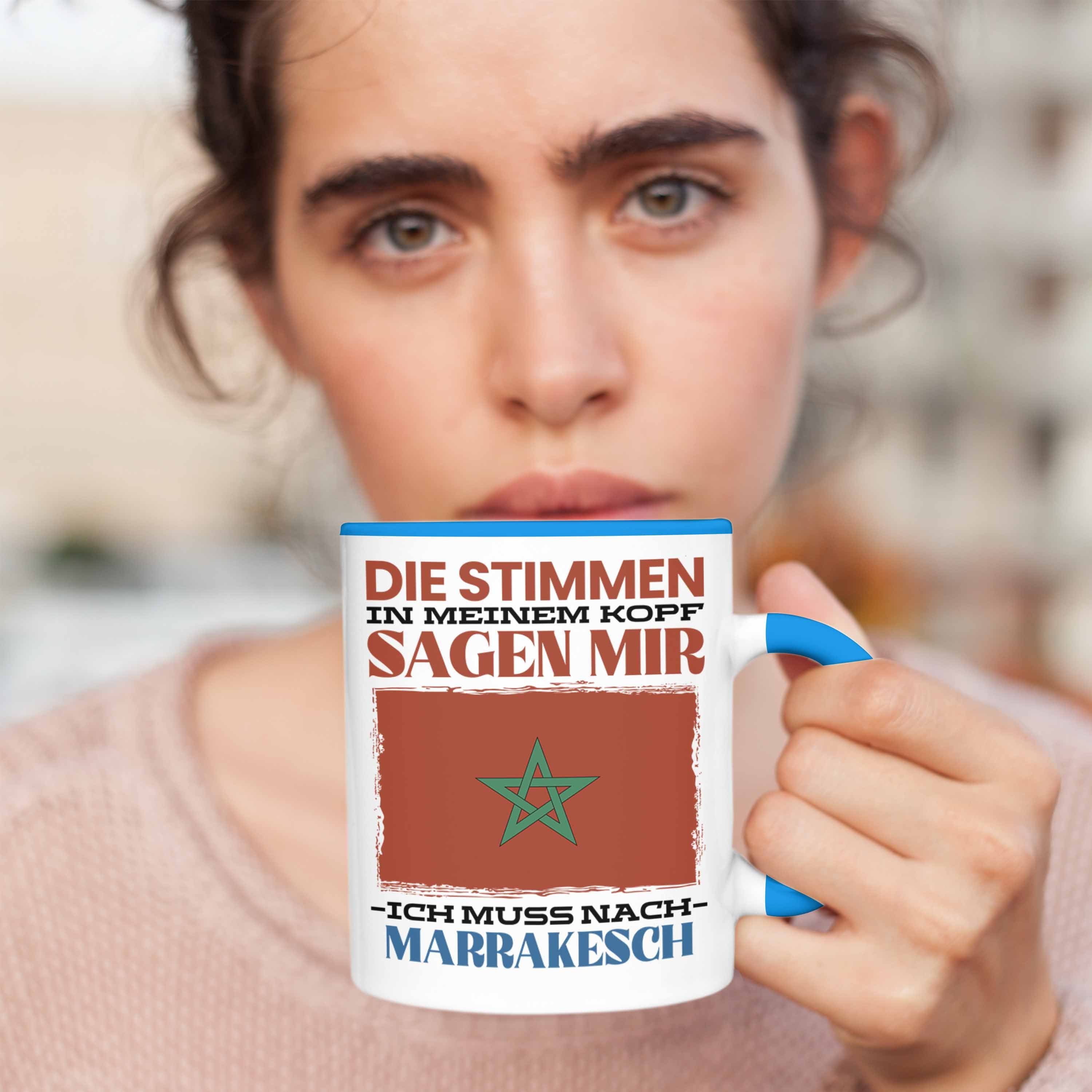 Trendation Tasse Trendation Tasse Geschenk Urlaub Heimat Ge Marokko Blau Spruch Marrakesch 