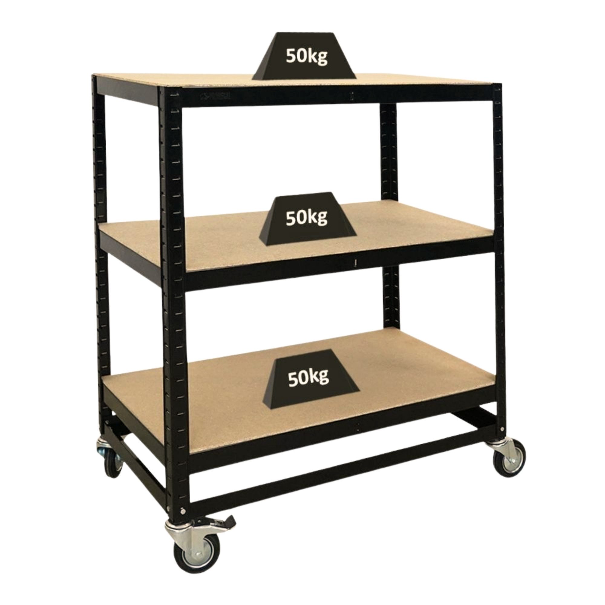 PROREGAL® Regalwagen Fahrbares Kommissionierregal BÜFFEL Fachlast je Ebene 50kg, Regal auf Rollen Regalwagen Fahrbares Regal mit Feststellbremse