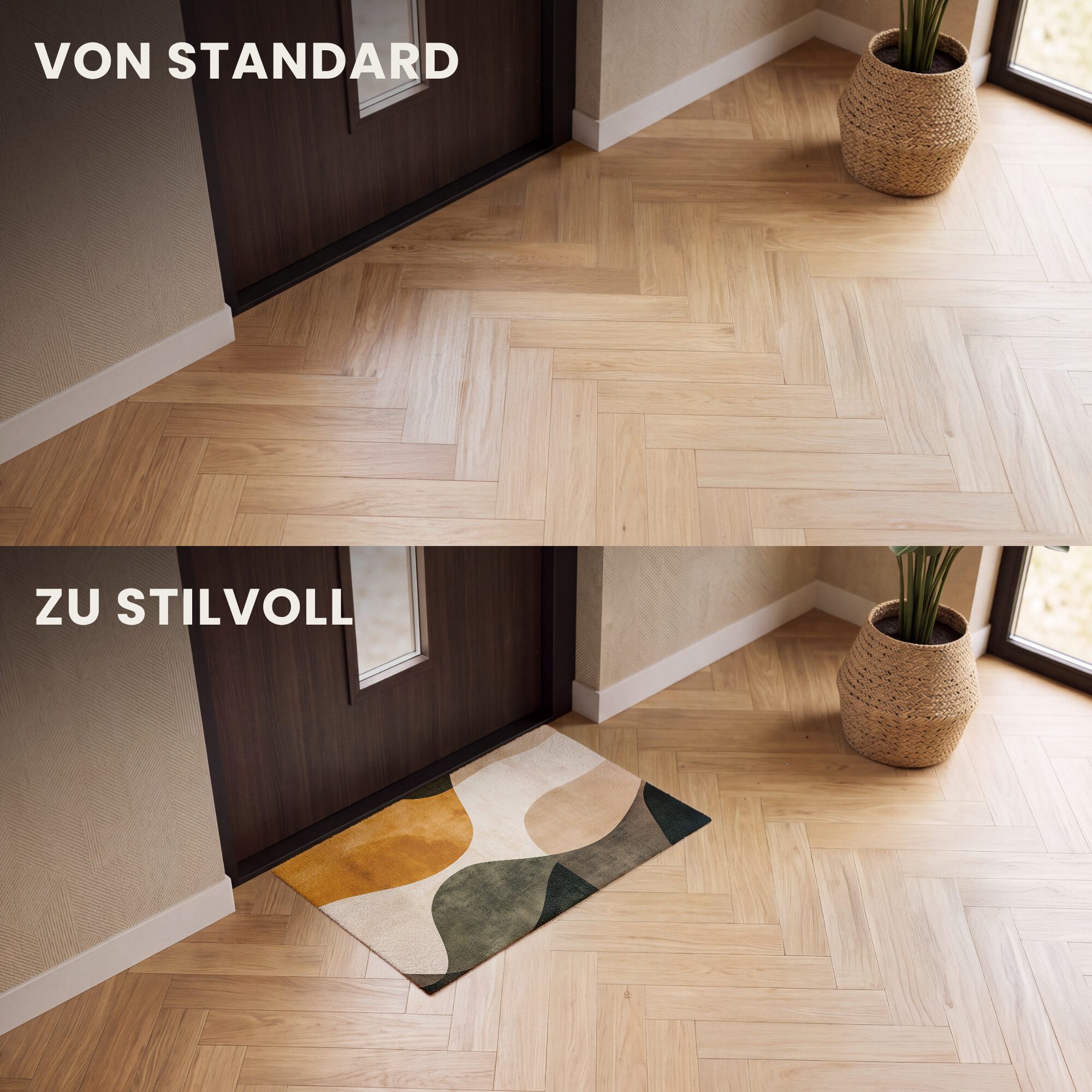MuchoWow Fußmatte Formen - Ockergelb - Abstrakt, Rechteckig, innen Schmutzfangmatte, Tür, Schmutzfänger Flur, Teppich 60x40 cm – Bild 3 von 5