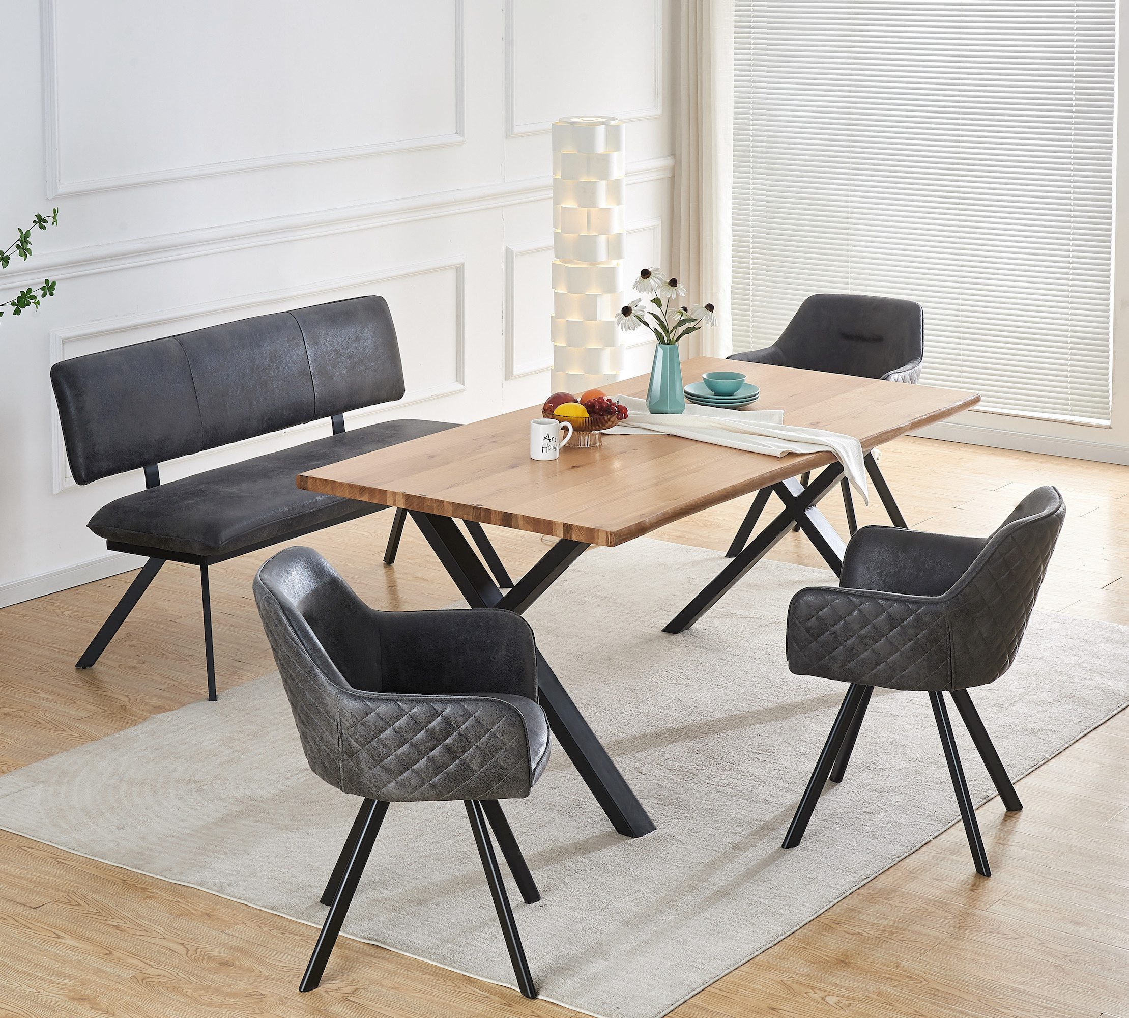 B&D home Essbank JUNA (1-St), gepolstert, stabiles Metallgestell, mit Rückenlehne, in 140 oder 160cm