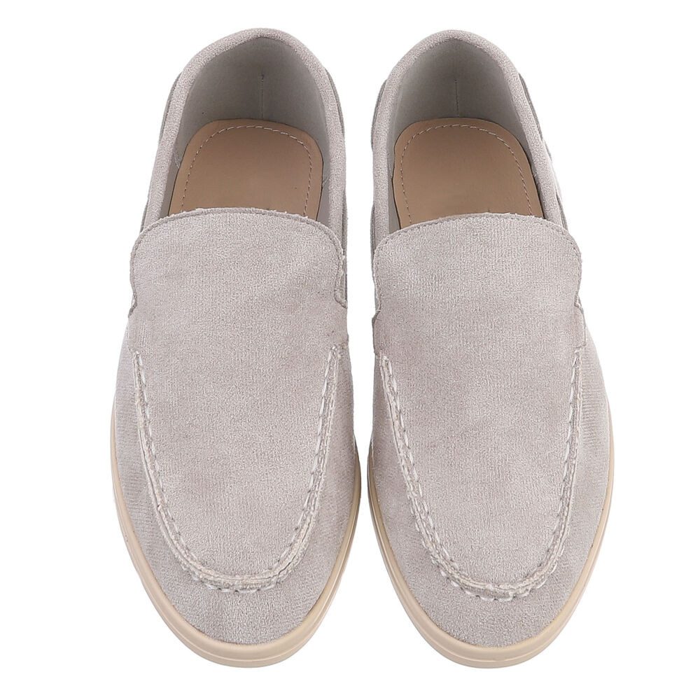 Ital-Design Eleganter Damen Slip-On Schuh mit hohem Tragekomfort Slipper (90927385) Blockabsatz Mokassins in Hellgrau – Bild 4 von 5
