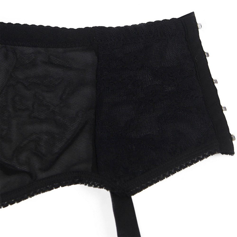 Lau-Fashion Strapsgürtel Strumpf Halter Corsagen Strapse Dessous Schwarz String Gogo S/XL, sexy Dessous – Bild 5 von 5