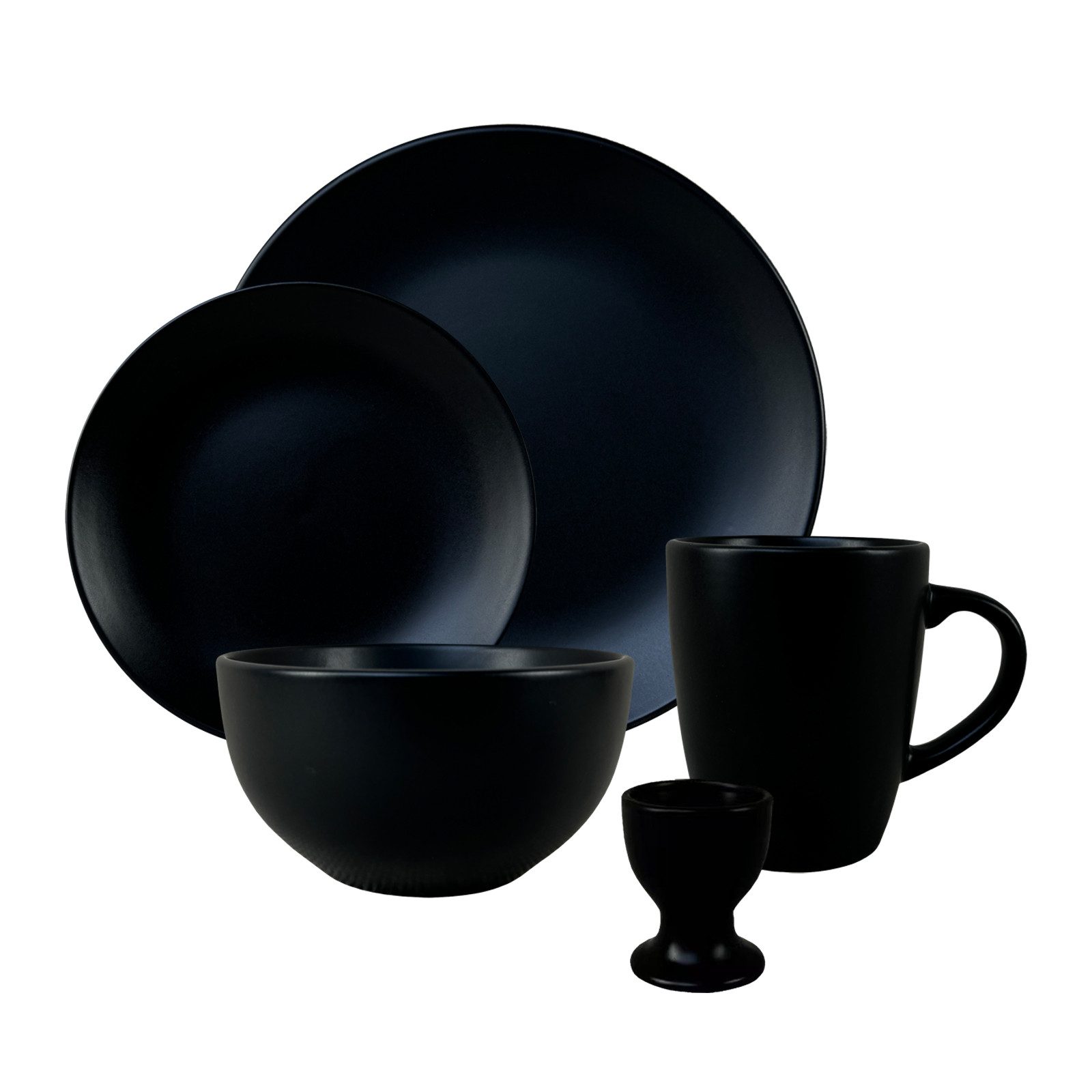 NTK-Collection Frühstücks-Geschirrset Geschirrset 20-teilig Schwarz Antonia (20-tlg), 4 Personen, Keramik, Tafelservice Frühstücksset