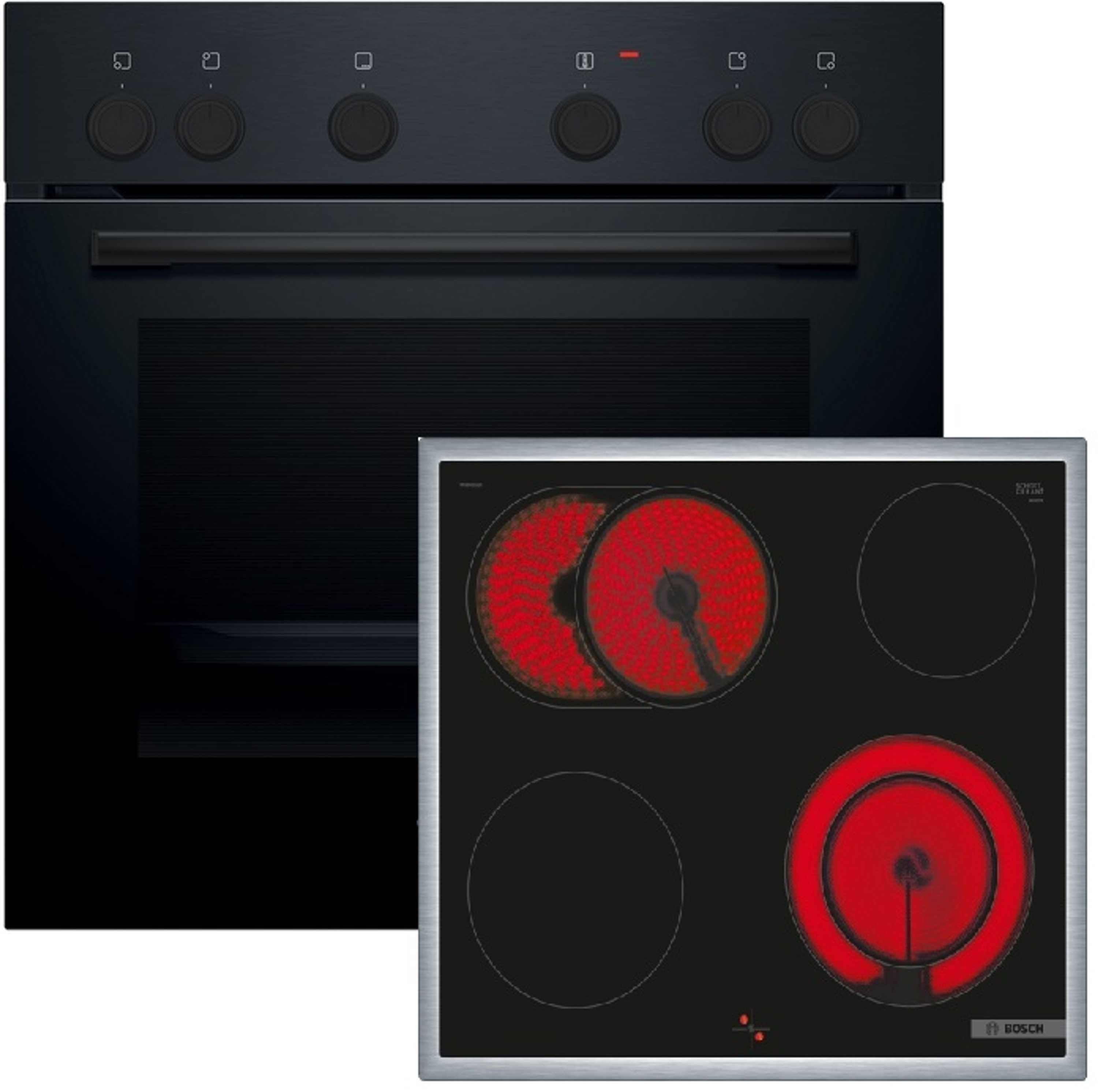 BOSCH Elektro-Herd-Set HEF010BA1 + NKN645GA2E, mit nachrüstbar, Schnellaufheizung, Halogen-Innenbeleuchtung, Restwärmeanzeige