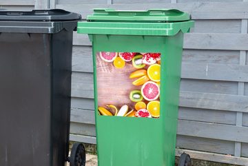 MuchoWow Wandsticker Obst - Zitrusfrüchte - Küche - Sommer (1 St), Mülleimer-aufkleber, Mülltonne, Sticker, Container, Abfalbehälter