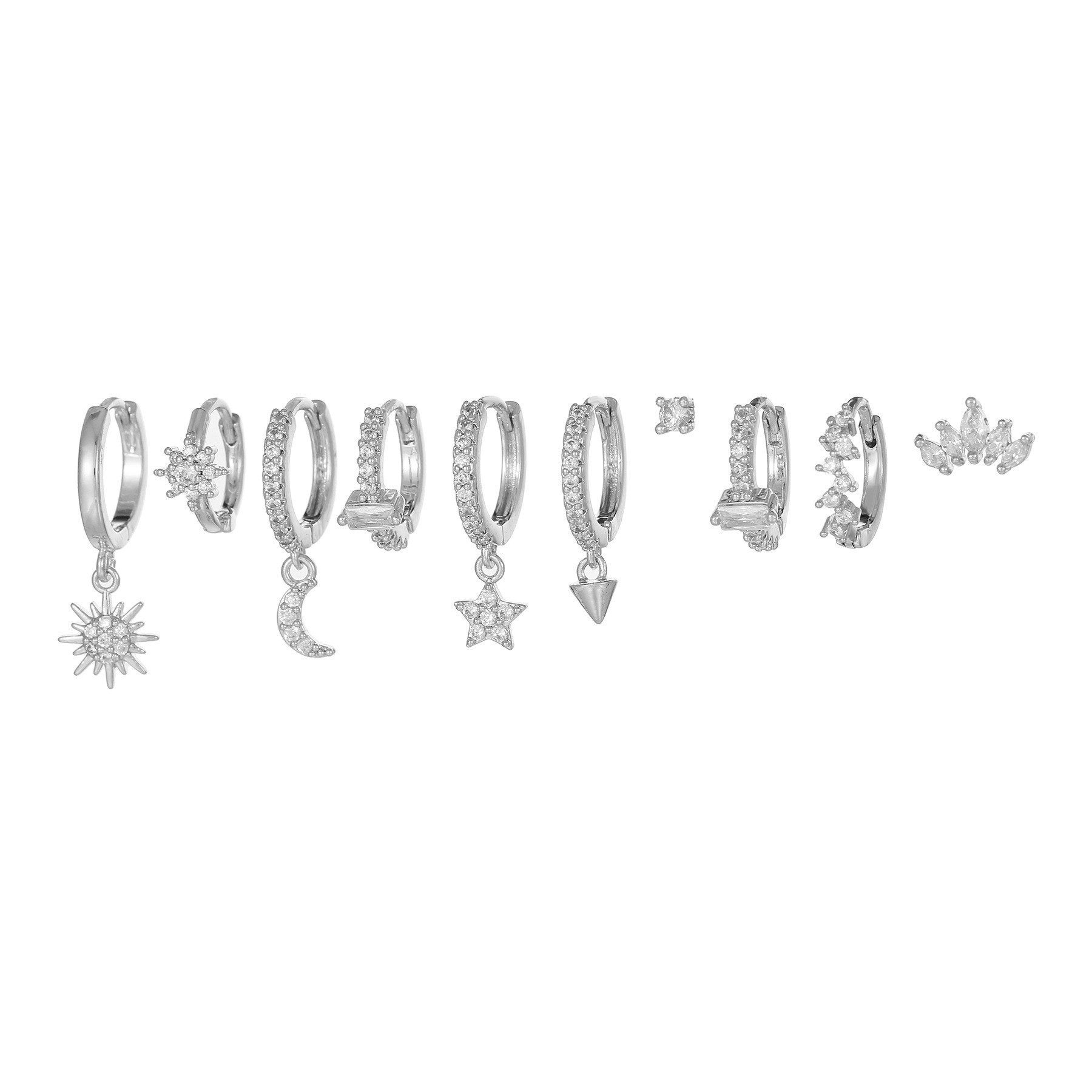 FOUORTUNATE-BEE Ohrstecker-Set 10er Set Damen Ohrringe – Sterne & Mond Geom günstig online kaufen