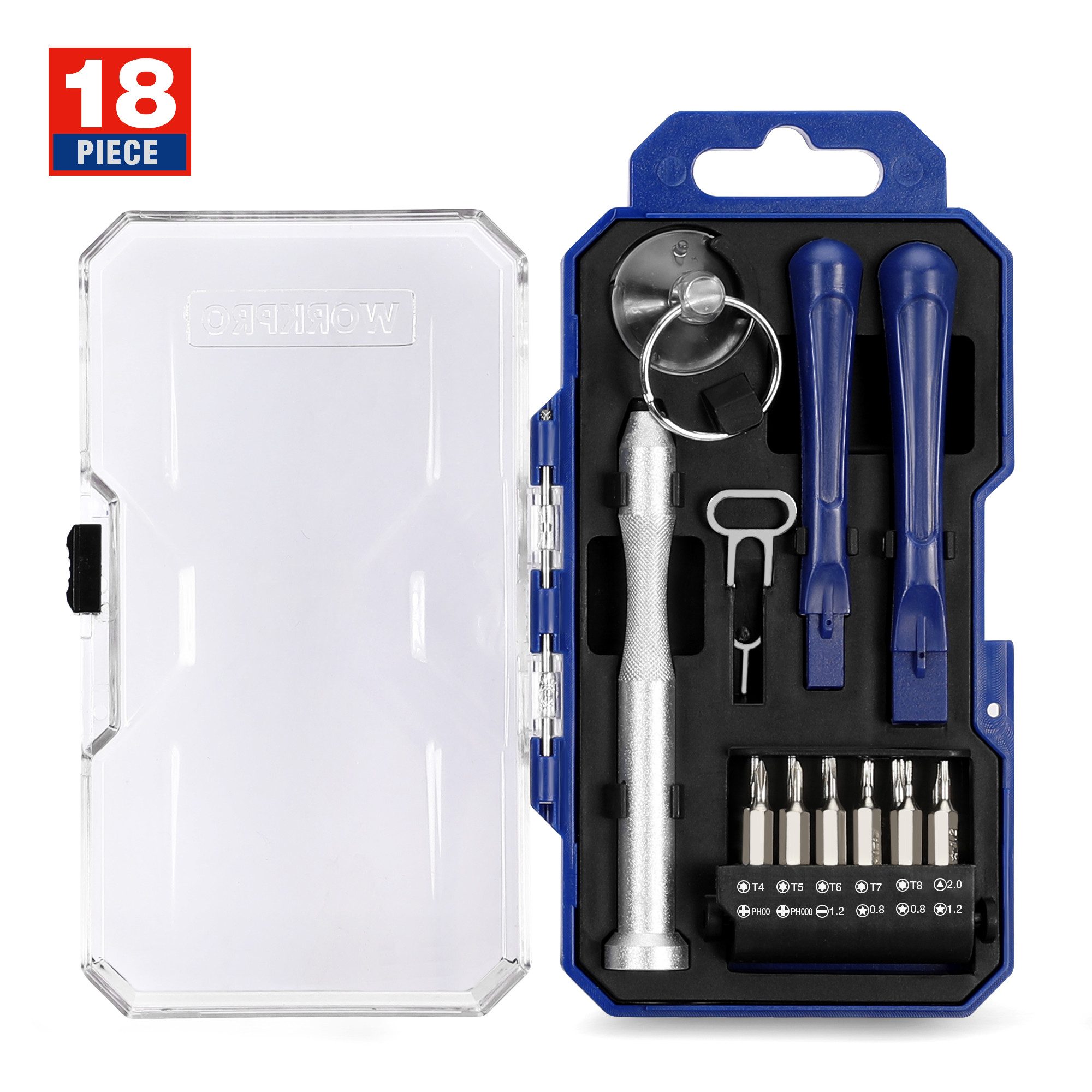WorkPro Reparatur-Set 18-teiliges iPhone-Reparatur-Set, Präzise Schraubendreher-Bits, mit Aufbewahrung, für Smartphones