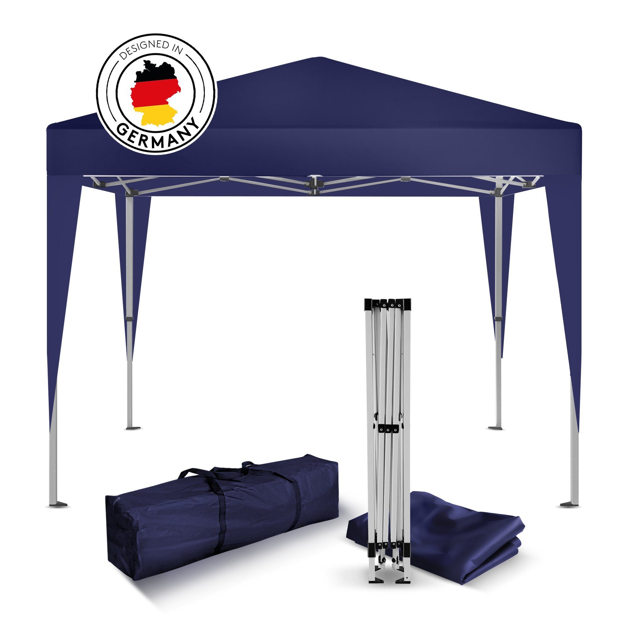 Kronenburg Partyzelt Faltpavillon 2x2 m wasserdicht - Partyzelt stabil, UV-Schutz 50+, mit 0 Seitenteilen, Wetterfester Schutz, Leichter Aufbau, Inklusive Tragetasche & Zubehör