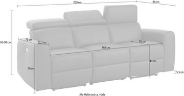 Home affaire 3-Sitzer Sentrano, auch mit elektrischer Funktion mit USB-Anschluß, in 4 Bezugsvarianten