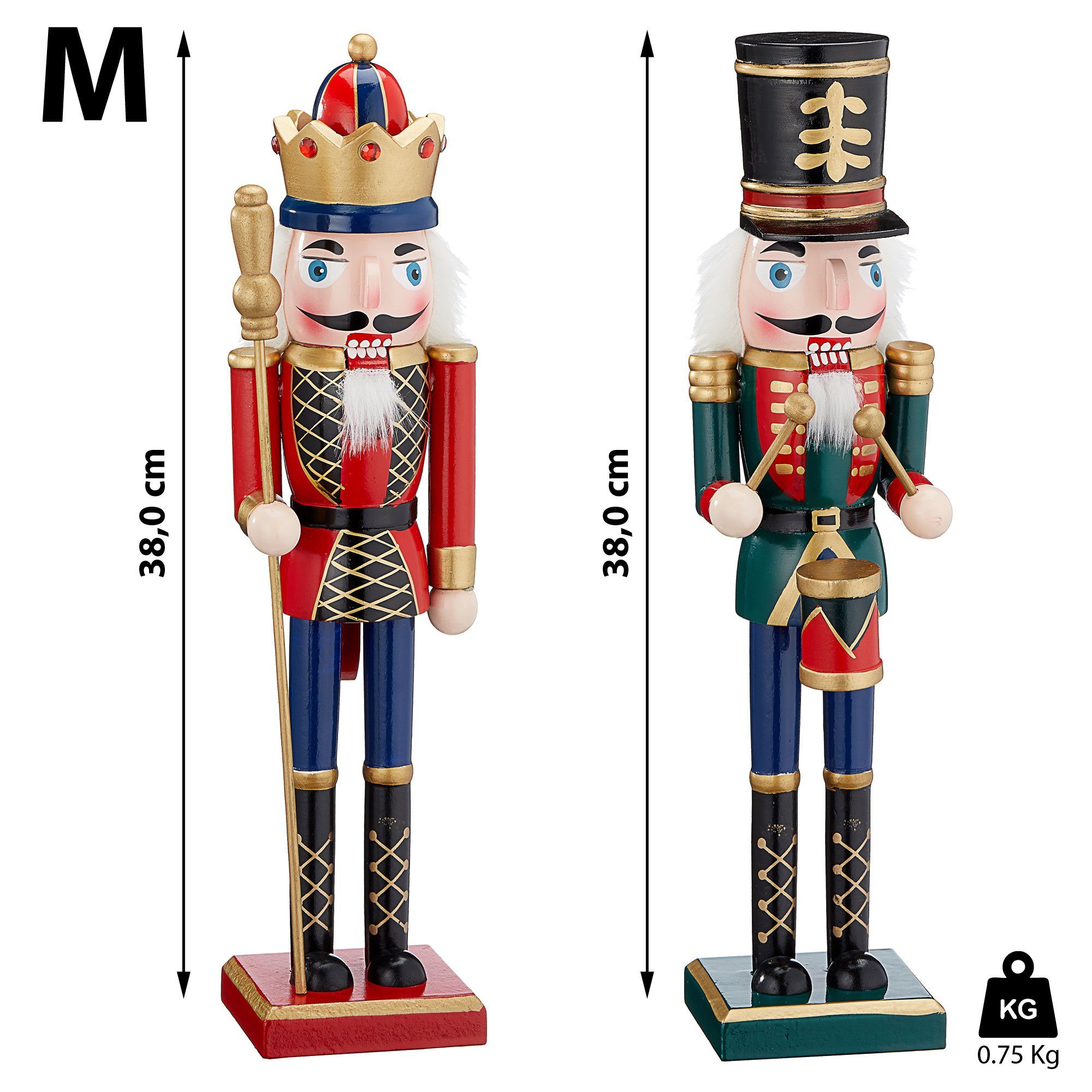 CEPEWA Nussknacker Nussknacker 2er Set König+Trommler Weihnachten