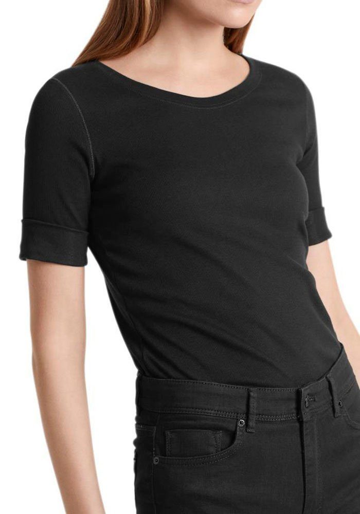 Marc Essential" Ärmeln Cain Rundhals-Shirt Damenmode halben Premium mit black Rundhalsshirt "Collection