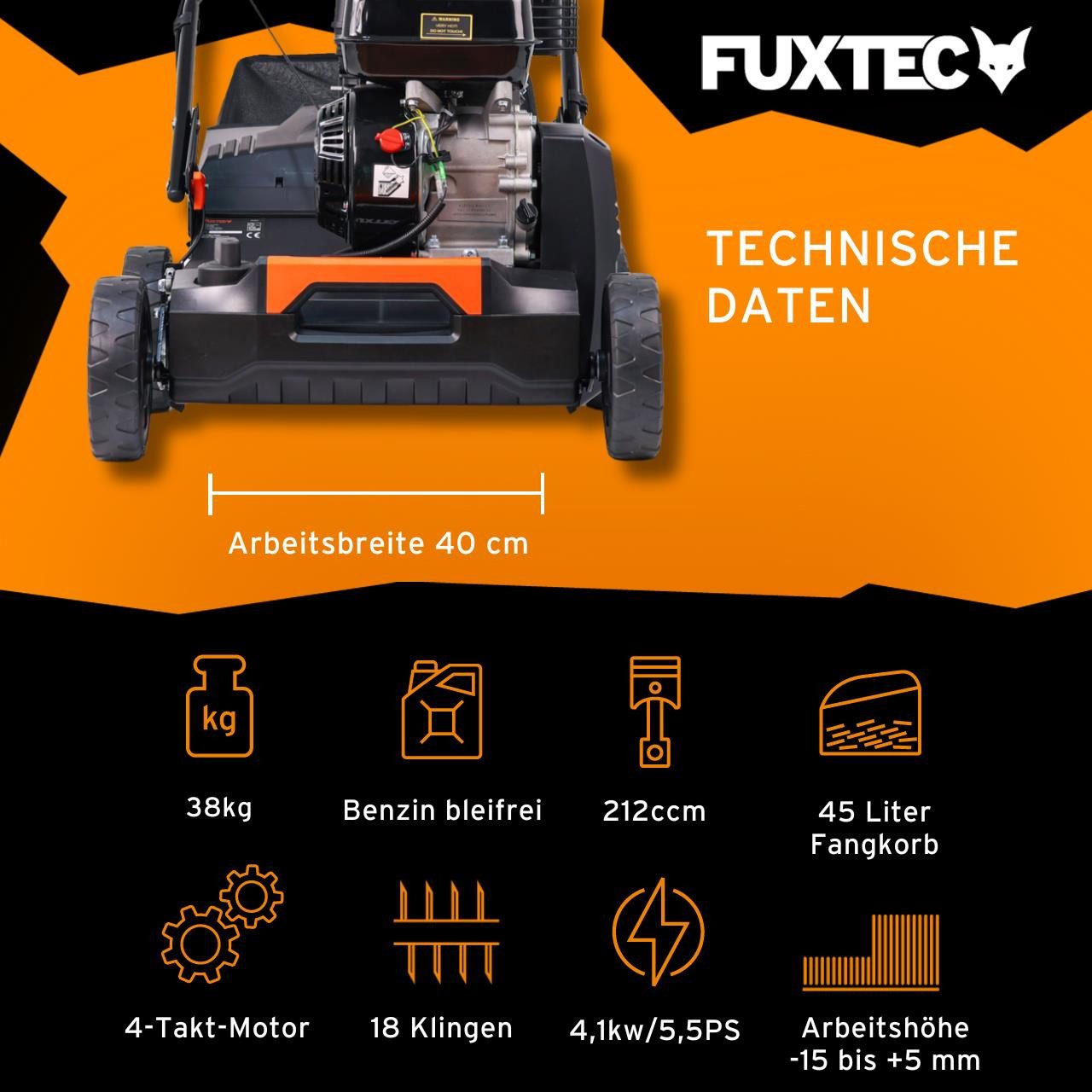 FUXTEC Benzin-Vertikutierer FX-BV240, 40 cm Arbeitsbreite günstig online kaufen