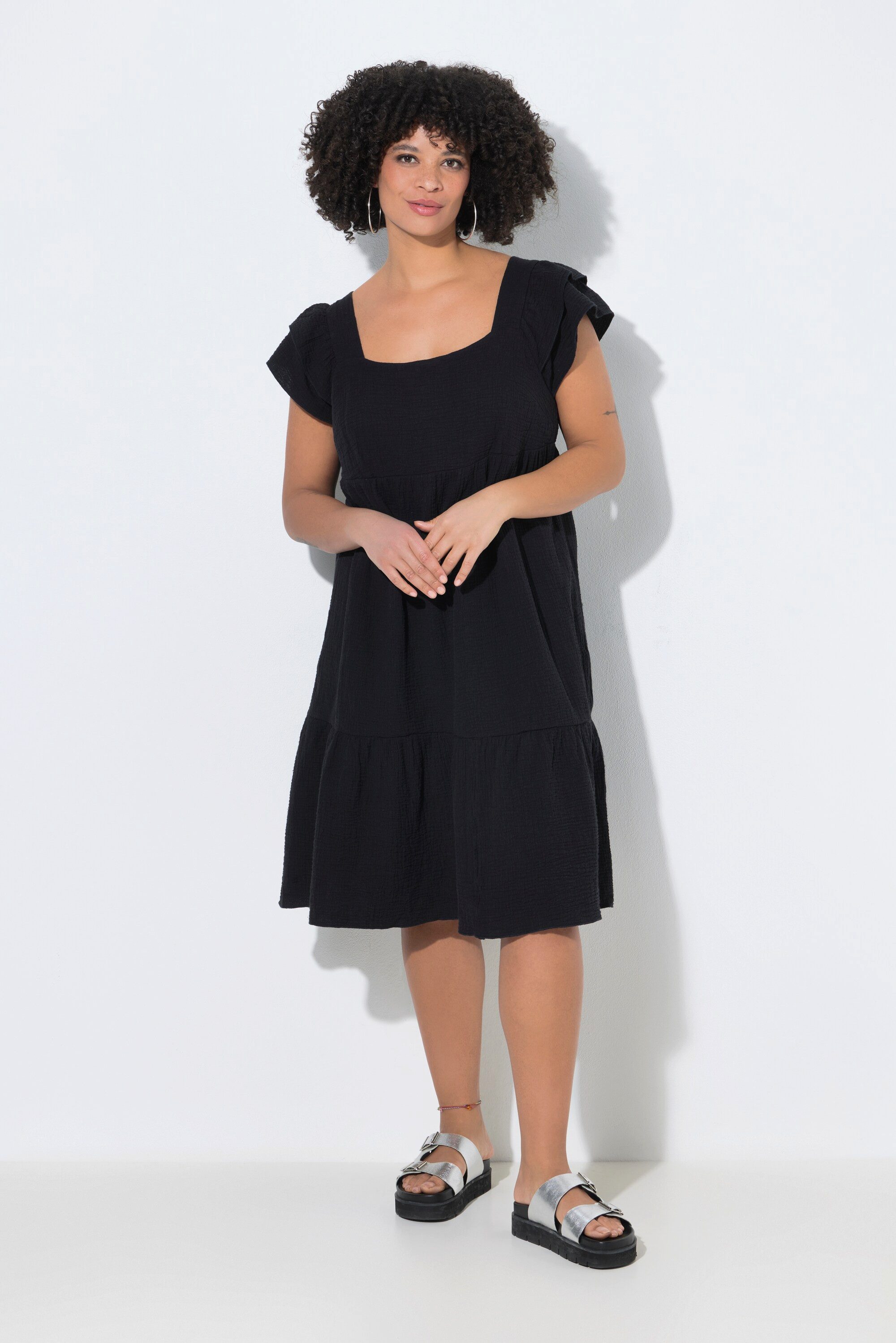 Angel of Style Jerseykleid Musselinkleid Carree-Ausschnitt Volants