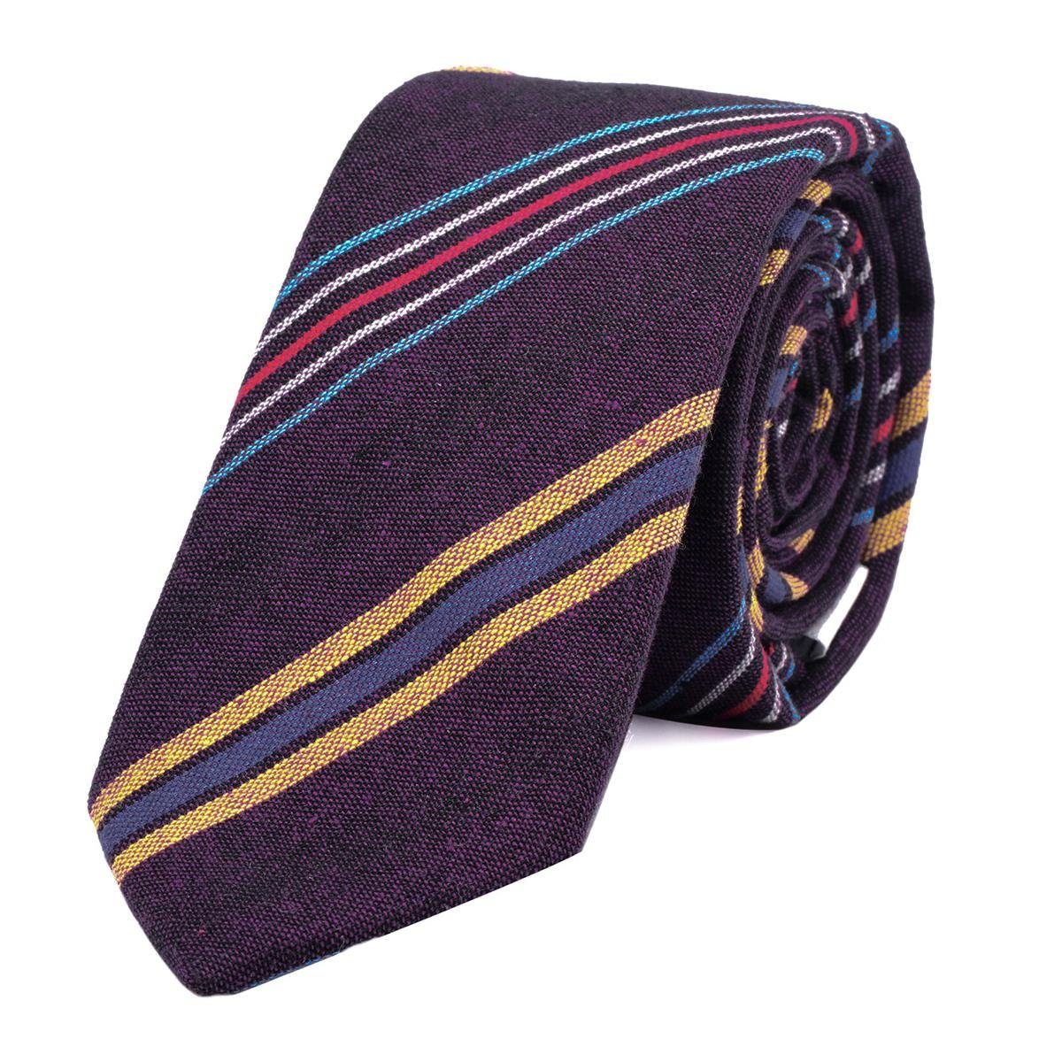 DonDon Krawatte Herren Krawatte 6 cm mit Karos oder Streifen (Packung, 1-St., 1x Krawatte) Baumwolle, kariert oder gestreift, für Büro oder festliche Veranstaltungen lila gestreift