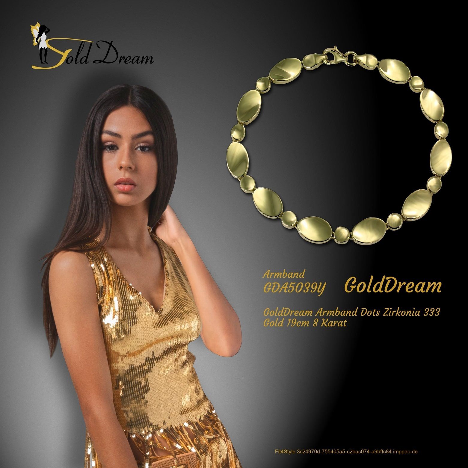 Gelbgold 333 Dots GoldDream 333 - gold 8 19cm, Karat, Armband GoldDream ca. Zirkonia Damen Farbe: Armband (Armband), Gold Goldarmband
