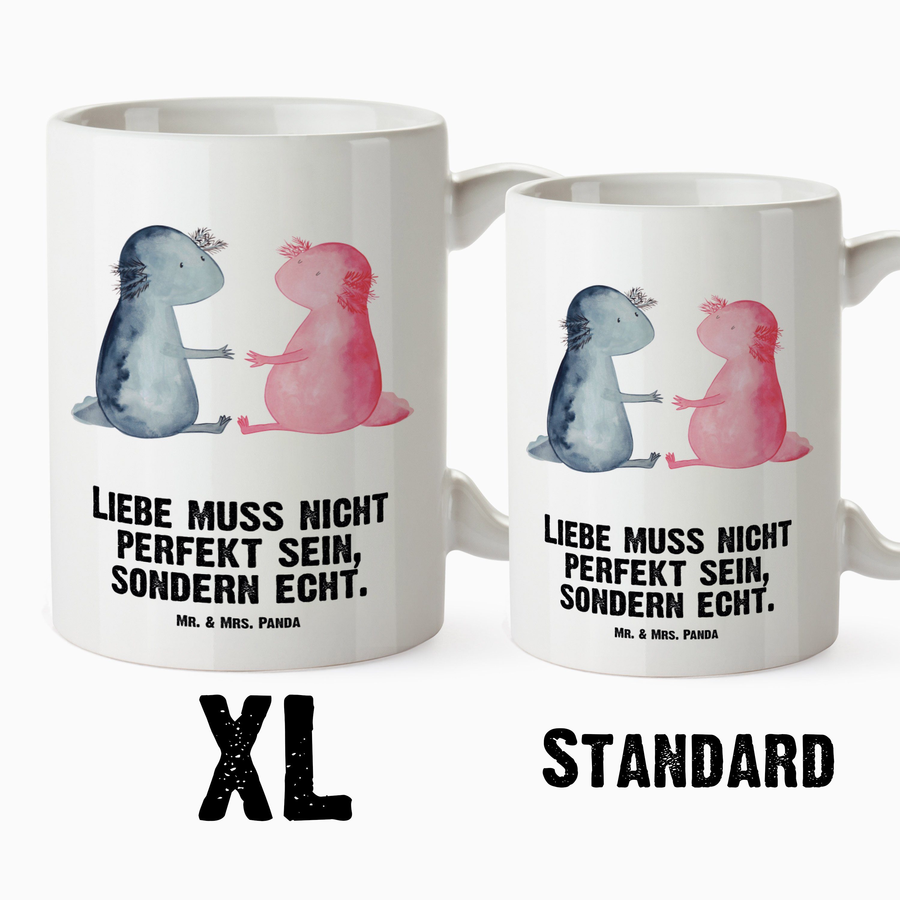 Tasse Panda Weiß Liebe Mr. XL Molch, Jumbo Mrs. Lurch, Geschenk, - Becher, - Tasse XL & Axolotl Tasse, Keramik