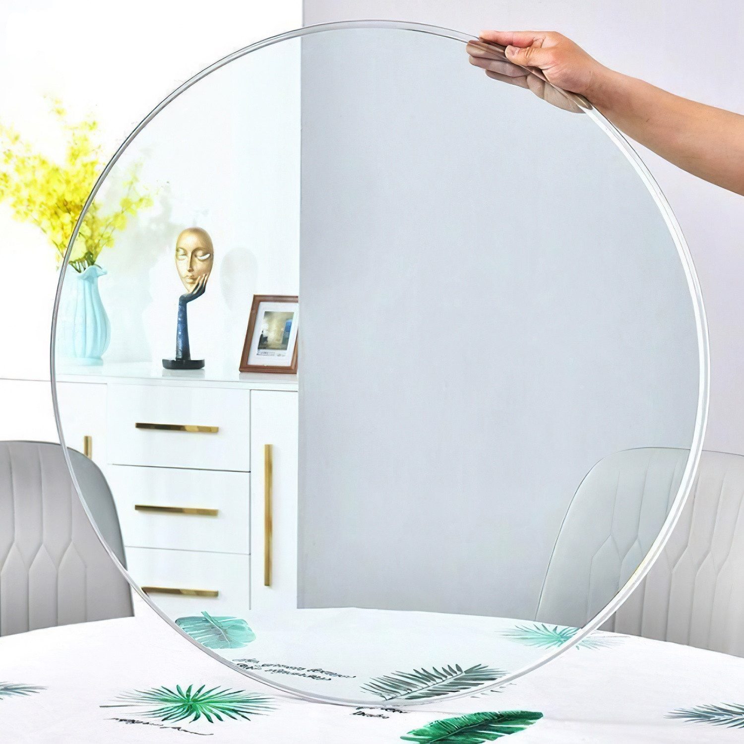 ANYSUN Tischplatte Glasablage,Glasplatte,Tischfolie Transparente (Separate runde Tischplatte aus vorgespanntem Glas, Ø 46 cm/Ø 51 cm/Ø 61 cm/Ø 71 cm/Ø 76 cm), langlebig Ohne Montageaufwand.Geeignet für Küche,Wohnzimmer,Essbereich