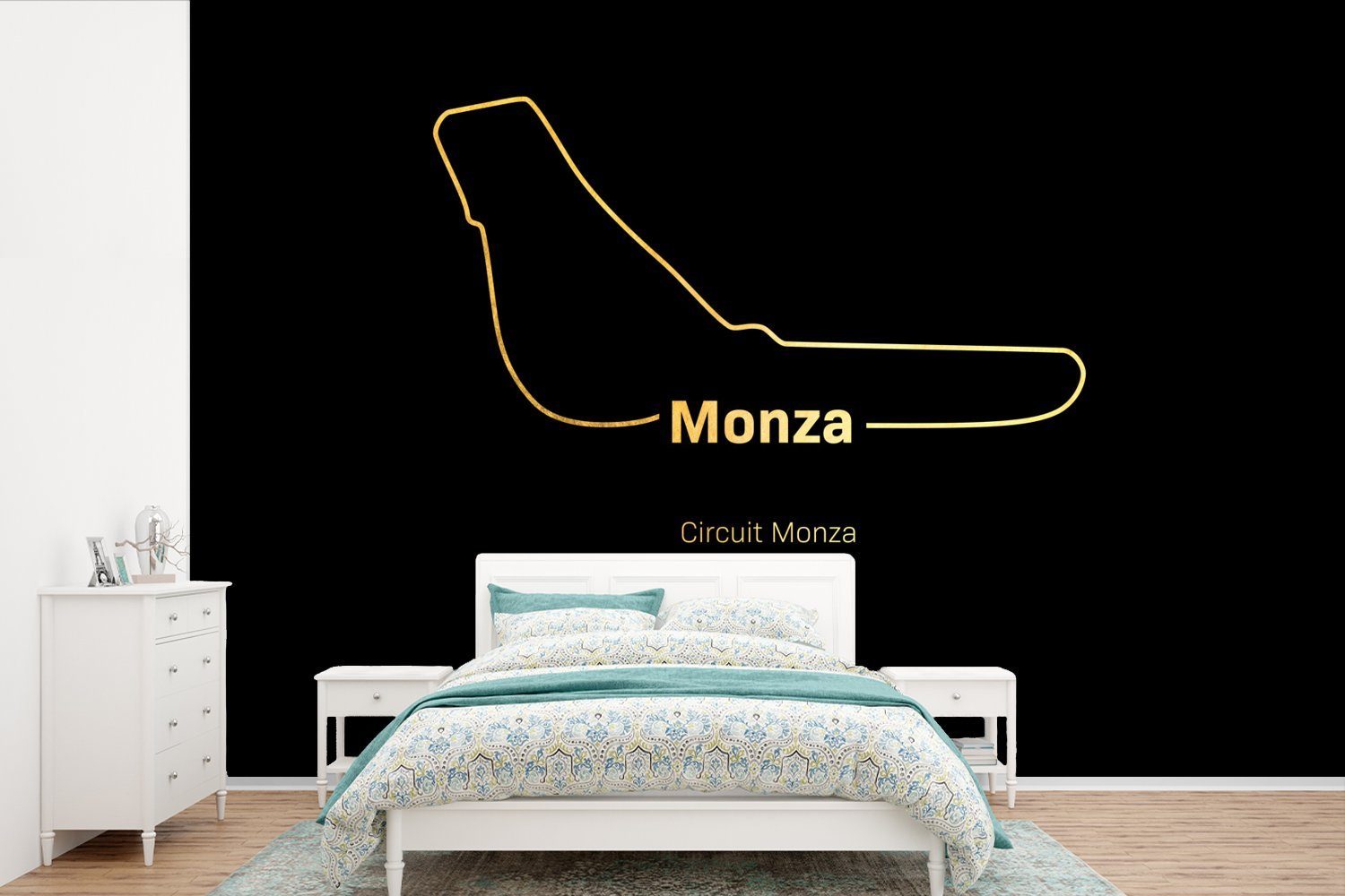 MuchoWow Fototapete Monza - Formel 1 - Rennstrecke, Matt, bedruckt, (6 St), Wallpaper für Wohnzimmer, Schlafzimmer, Kinderzimmer, Vinyl Tapete