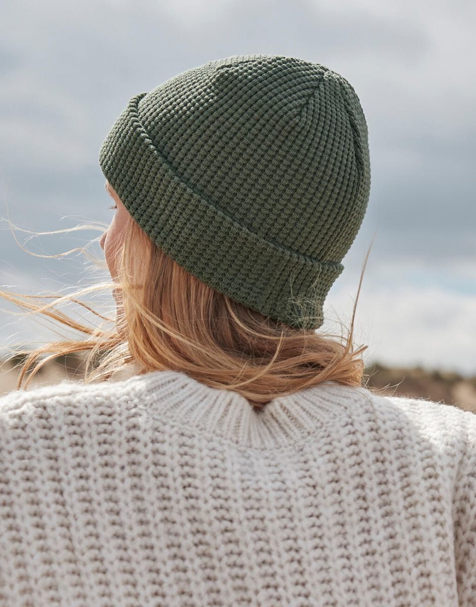 Beechfield® Bommelmütze Organic Cotton Waffle Beanie - 100% Bio-Baumwolle