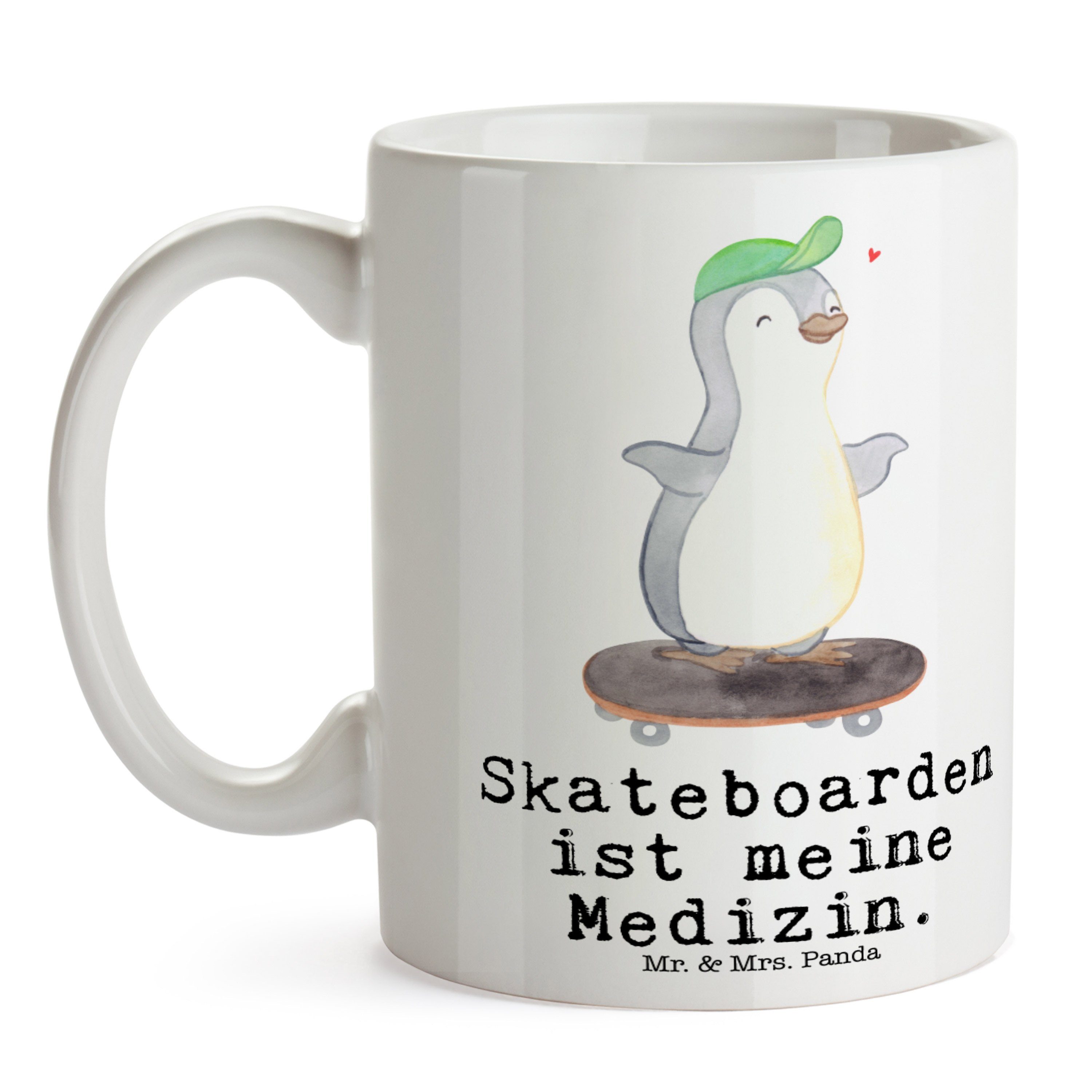 Skateboarden Mrs. Weiß & Geschenk, Mr. Medizin - Teebecher, - Tasse Keramik Pinguin Panda Skateplatz,