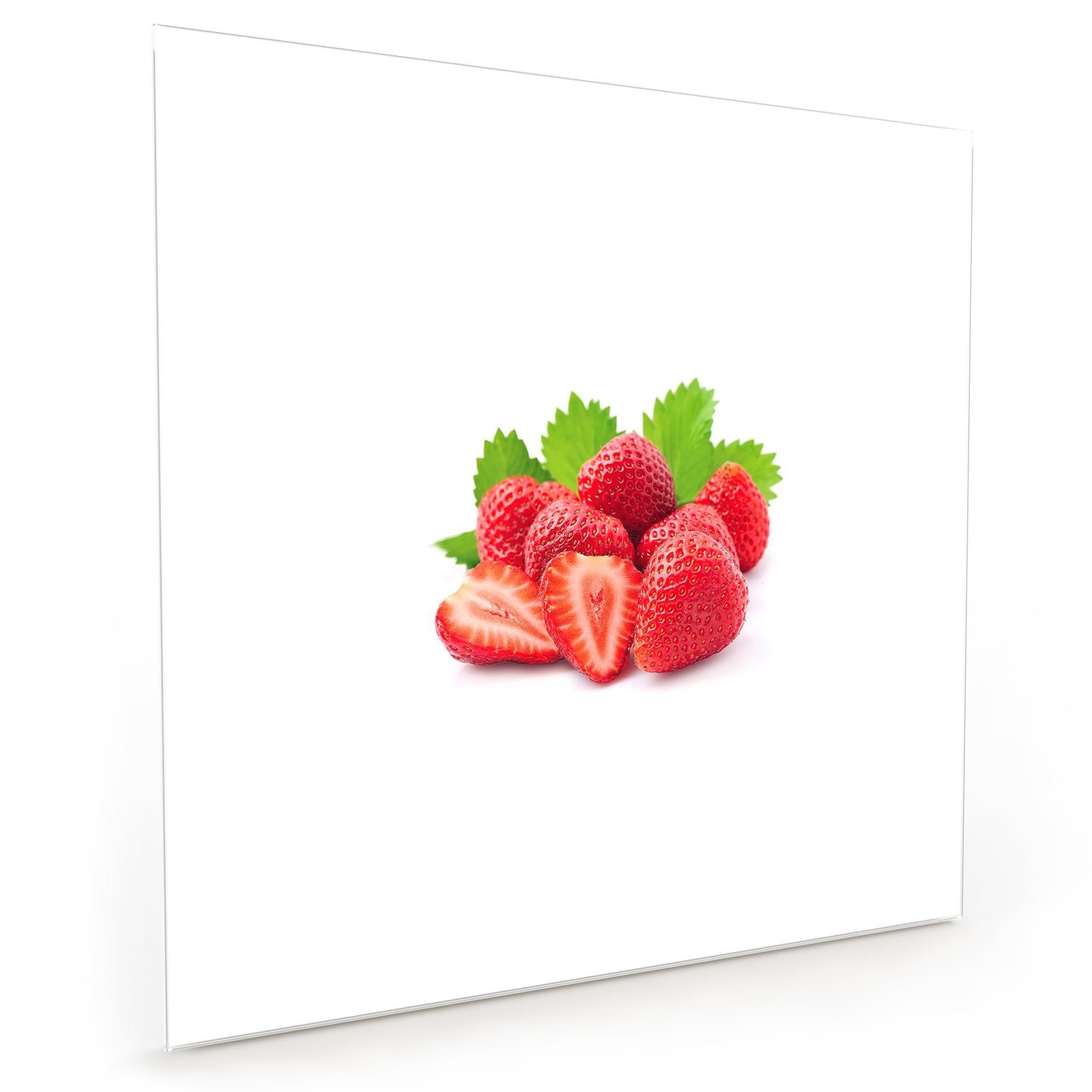 Primedeco Küchenrückwand Küchenrückwand Spritzschutz Glas mit Motiv Erdbeeren