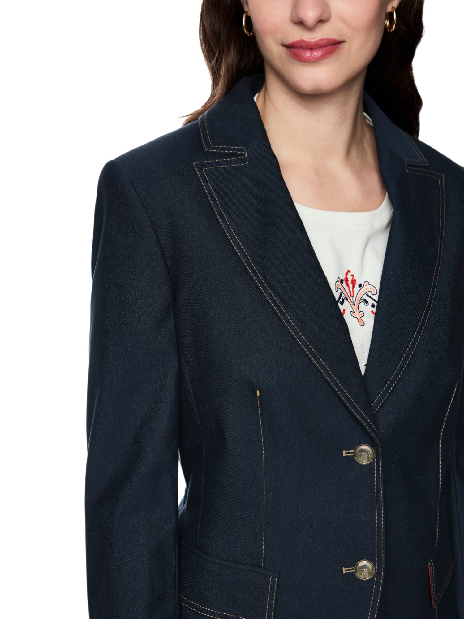 Marc Cain Jackenblazer AC.1 - A - Prairie Muse blau,Casual,Polyester,Unifarben,Reverskragen,Lang,Regular Fit