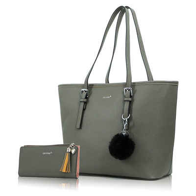 TAN.TOMI Shopper »Handtasche Damen mit Geldbörse und Schlüsselanhänger,Groß Elegant Damen Handtasche, ​Geschenke für Frauen«, in schlichter Optik