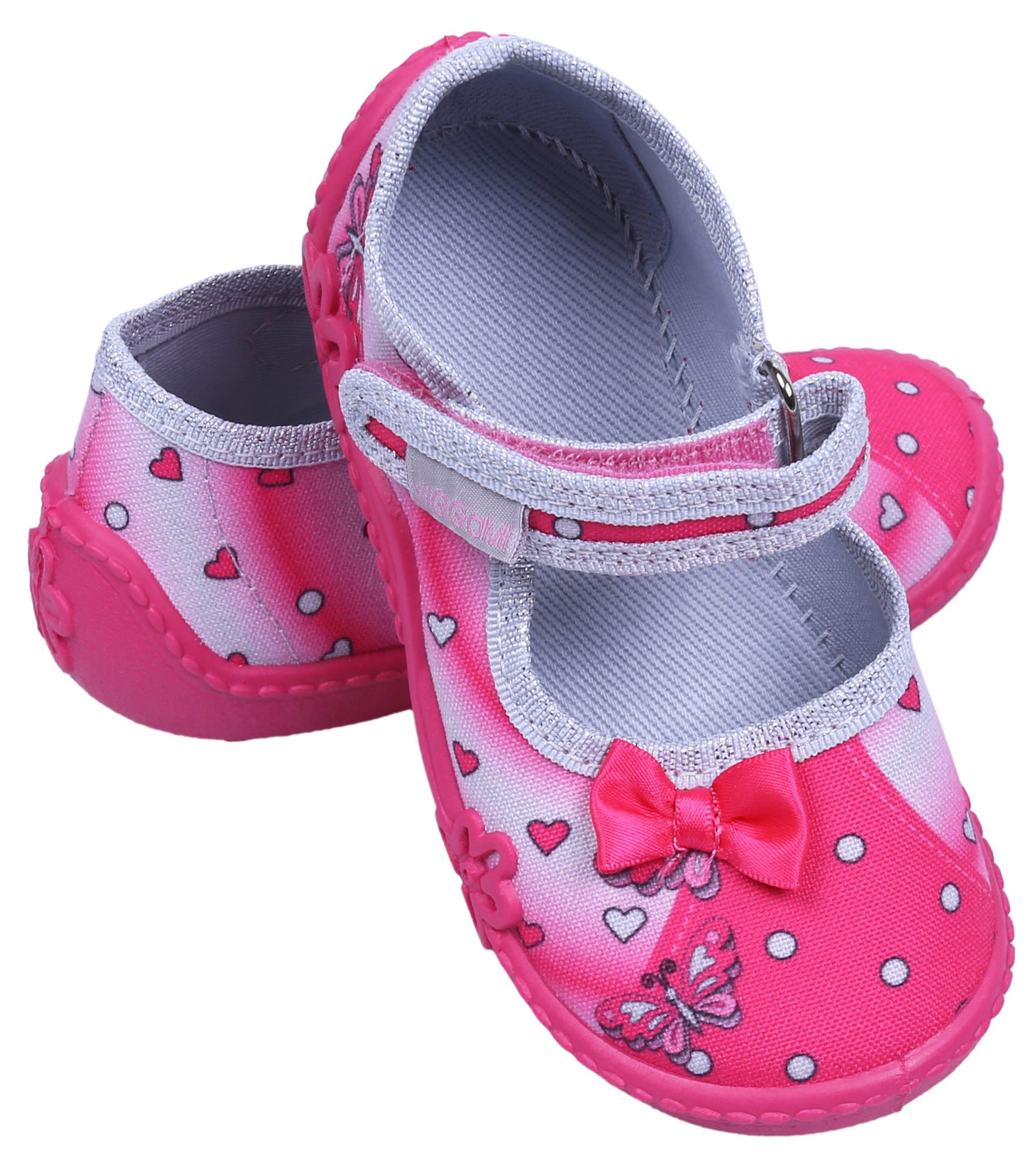 Sarcia.eu Pink-silberfarbene Mädchenschuhe mit Herzen ALA DRUK 18 EU Babystiefel