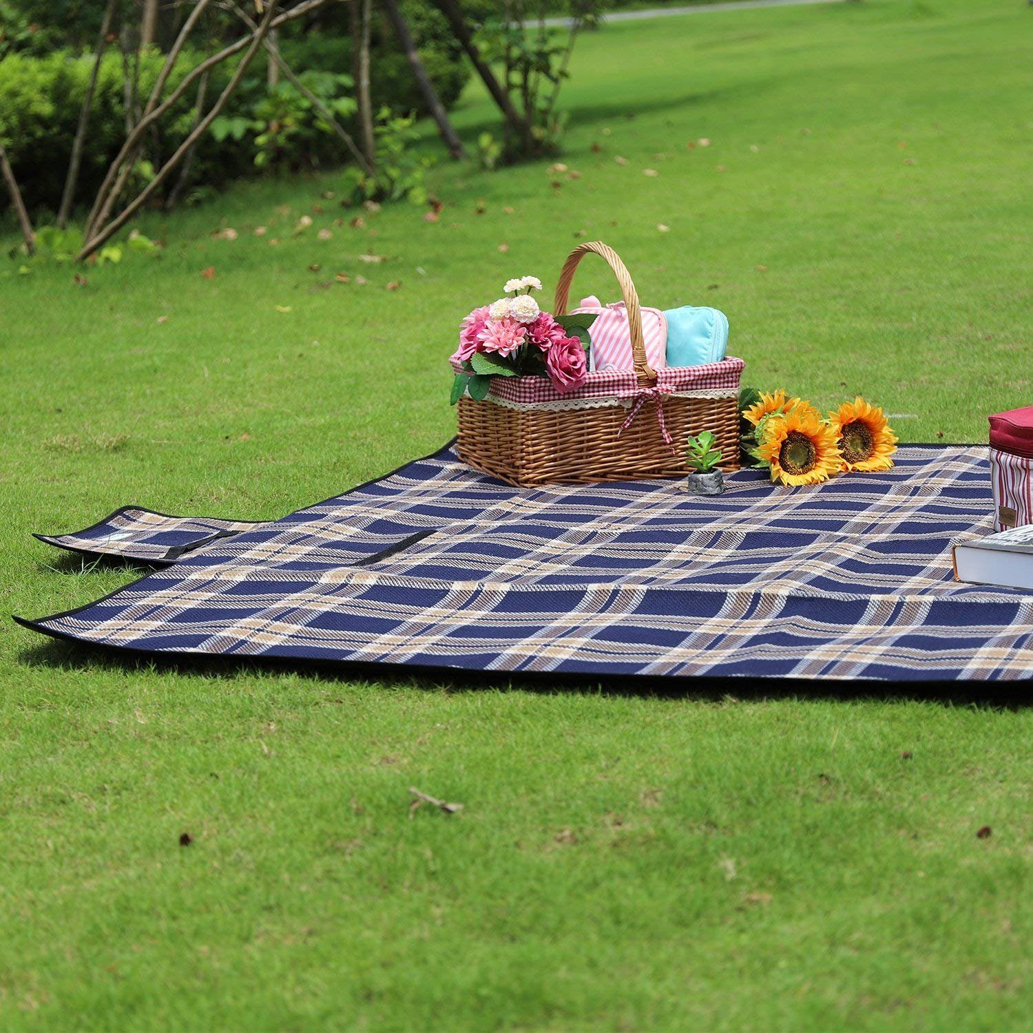 Picknickdecke 200x200 cm Campingdecke XXL Stranddecke Wasserdicht Wärmeisol günstig online kaufen