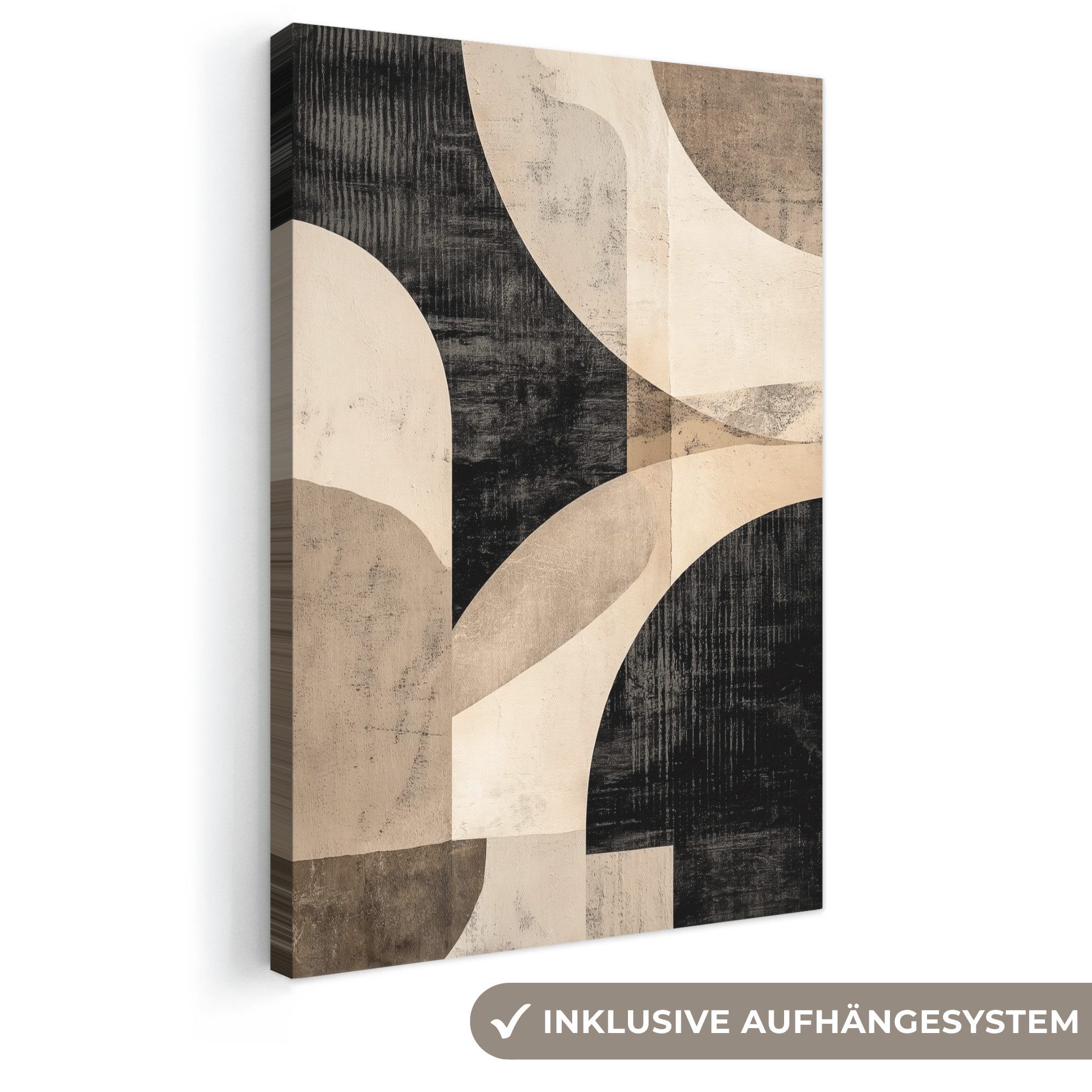 OneMillionCanvasses® Leinwandbild Abstrakt - Formen - Modern - Beige, Fotodruck (1 St), Leinwand Canvas Wandbild, Wanddekoration 20x30 cm