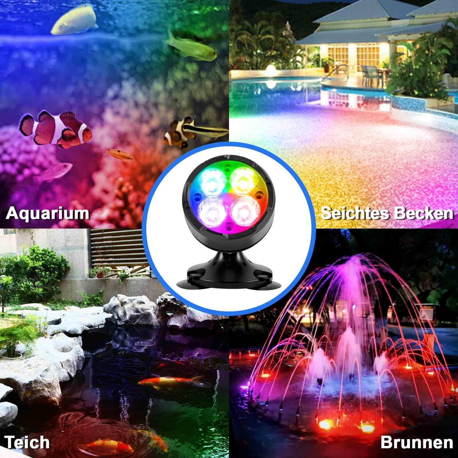 Sunicol dimmbar, einstellbar LEDs, Garten, RGB, Fernbedienung/App, für Gartenstrahler Teich Aquarium Wasserdicht, 180°