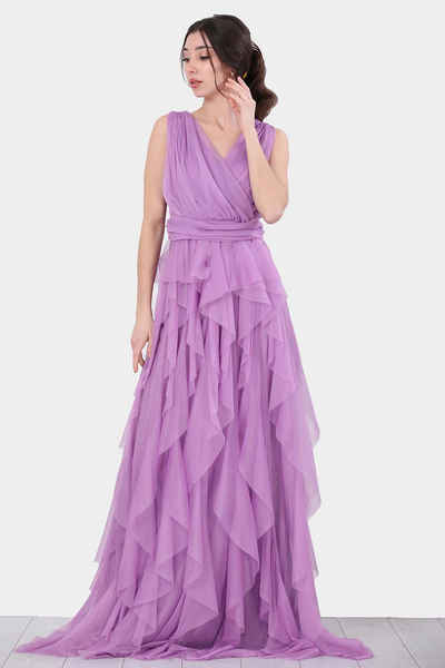 Modabout Abendkleid Langes Maxikleid Sommerkleid für Damen - NELB0063D3360LİL (1-tlg)