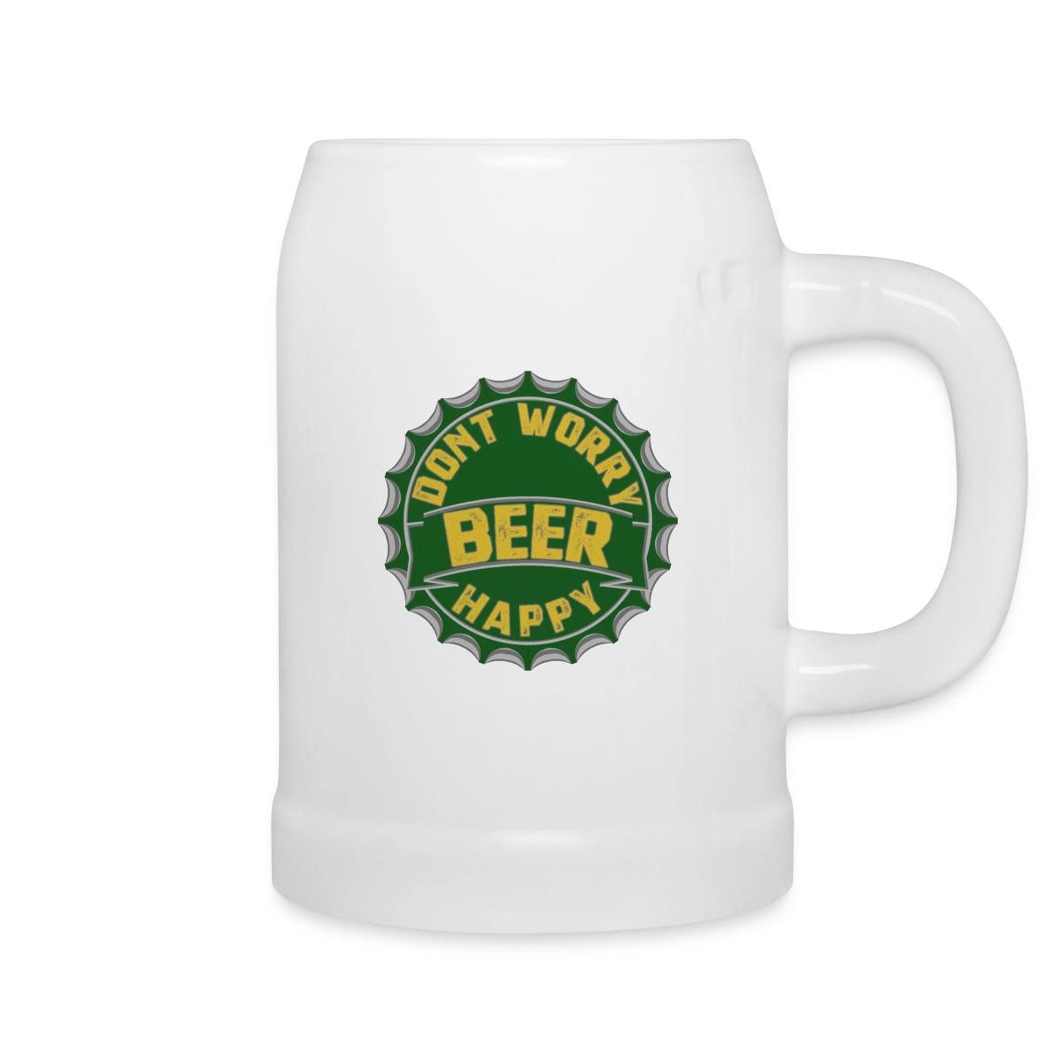 Spreadshirt Tasse Don't Worry Beer Happy Bierkrug, Keramik