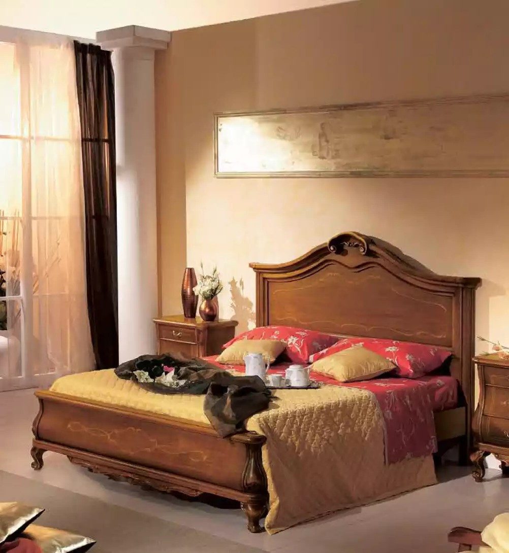 Xlmoebel Holzbett Holzdoppelbett im klassischen Stil mit eleganten Linien und Luxus (Bett, 1-tlg., Bett), Hergestellt in Europa