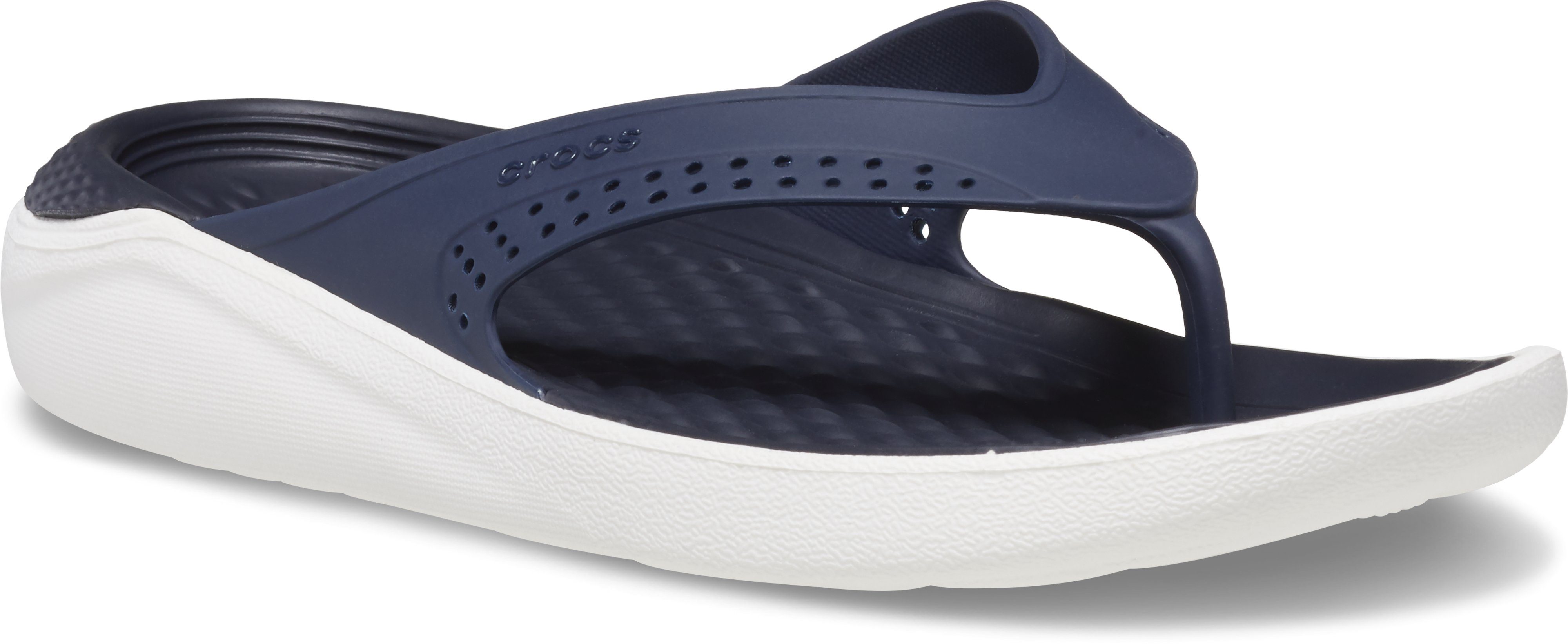 Crocs Lite navy Zehensteg weichem weiß mit Ride Flip Badezehentrenner