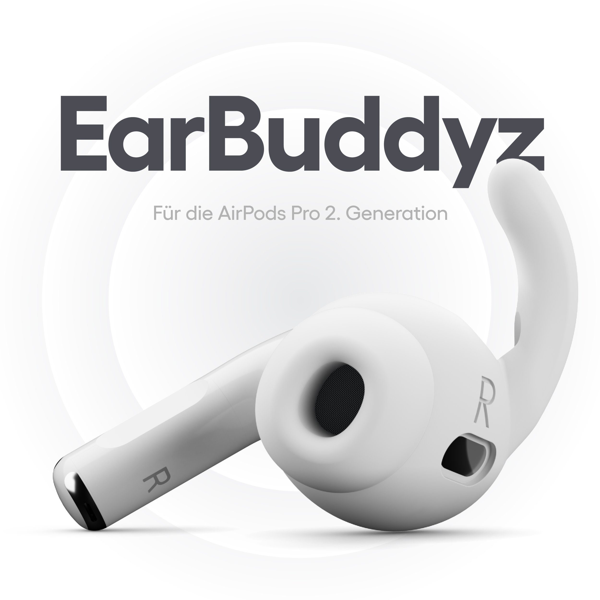 KeyBudz EarBuddyz AirPods (Sicherer für für Generation) Ohrpolster 2 Pro 2. Ohrhaken Halt Apple weiß Pro AirPods