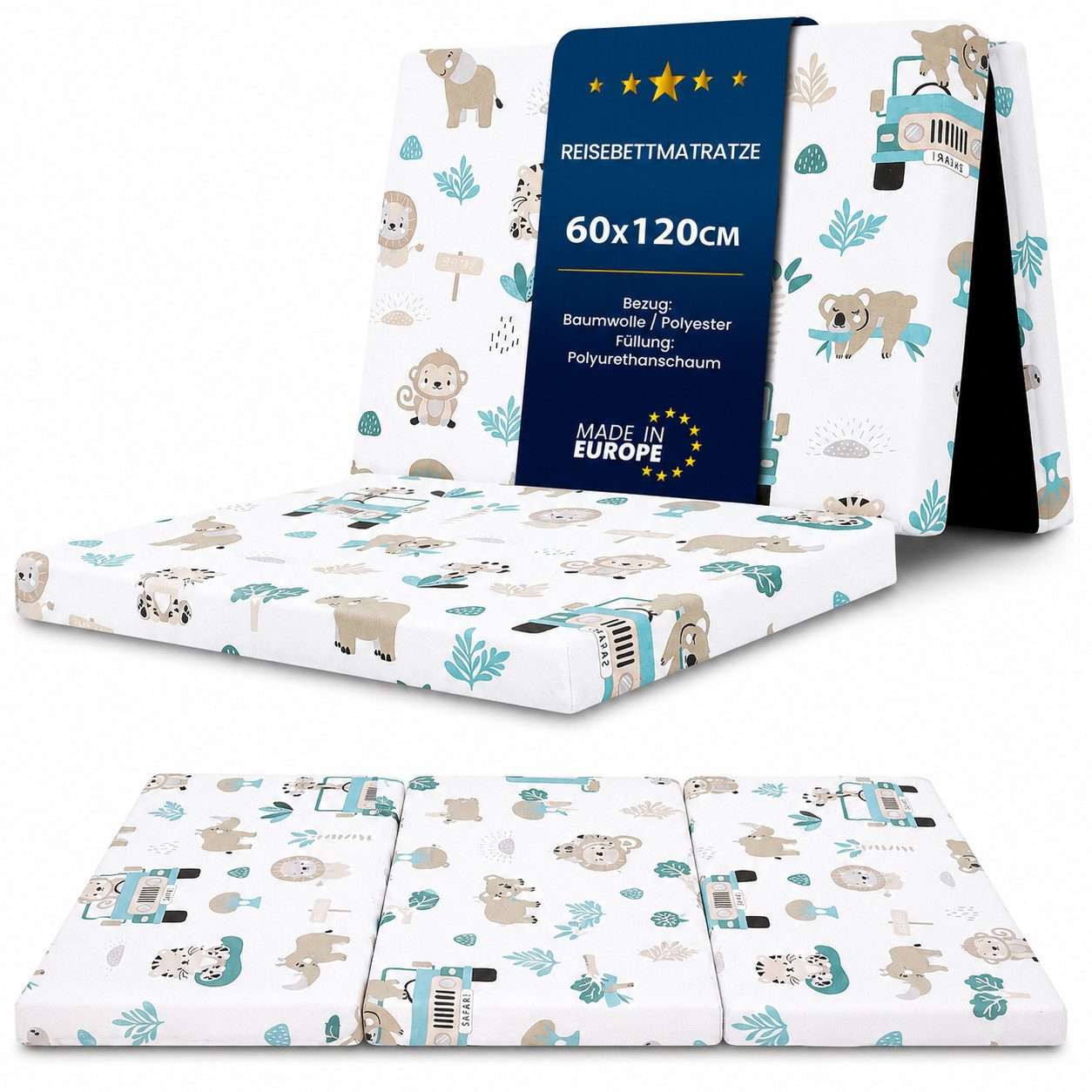 Babymatratze Klappmatratze Faltbare Reisebett Baby Matratze 60x120 cm, Totsy Baby
