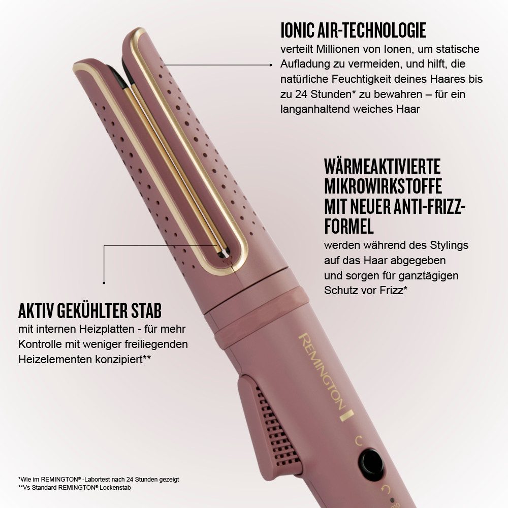 Remington Lockenstab AIRviveRotierender Lockenstab (CI8930), Keramik-Beschichtung, rotierend, Ionic Air, Anti-Frizz-Mikrowirkstoffe, 160-210°