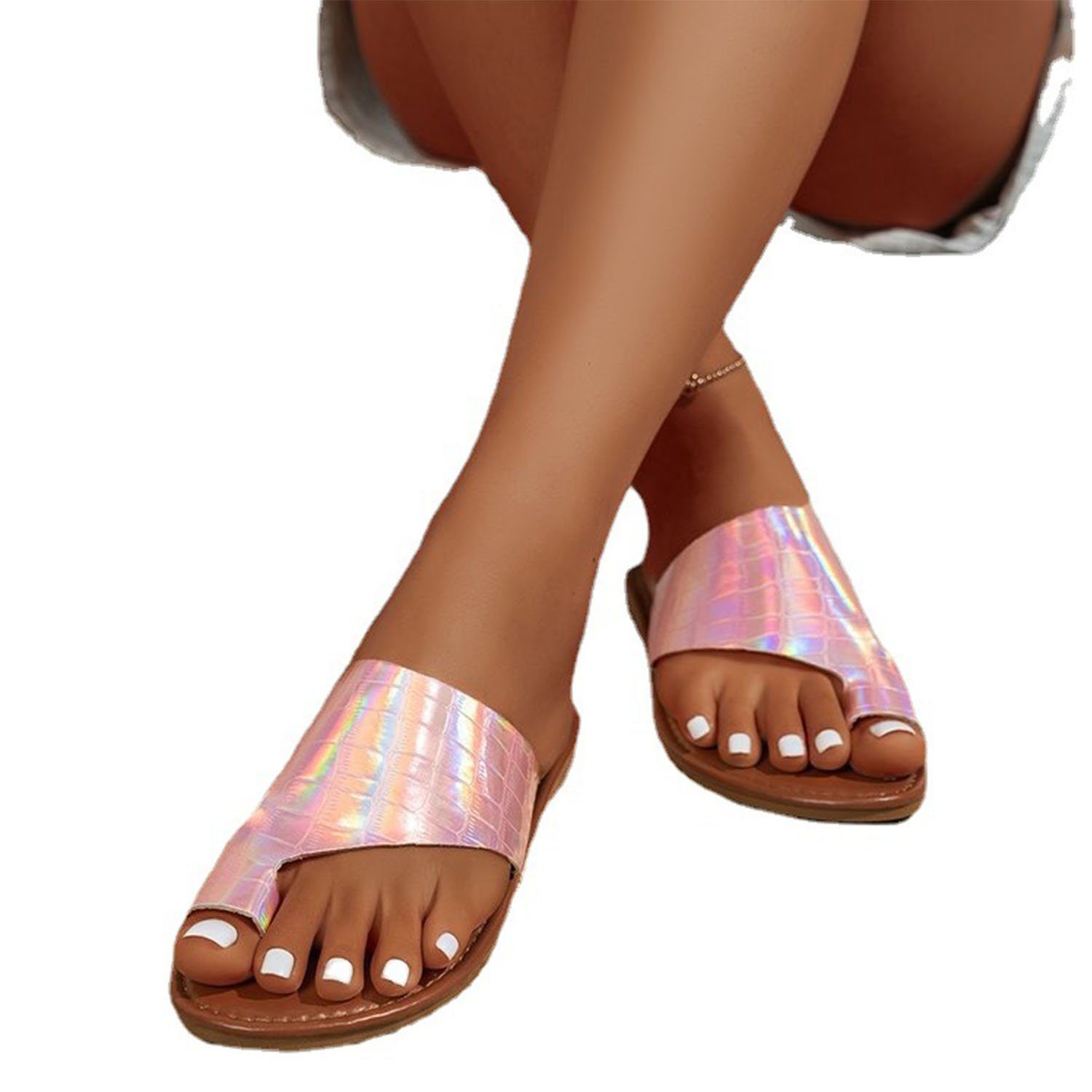 MAGICSHE Lacklederabsatz Sandale mit Zehenschutz, atmungsaktive Rosa
