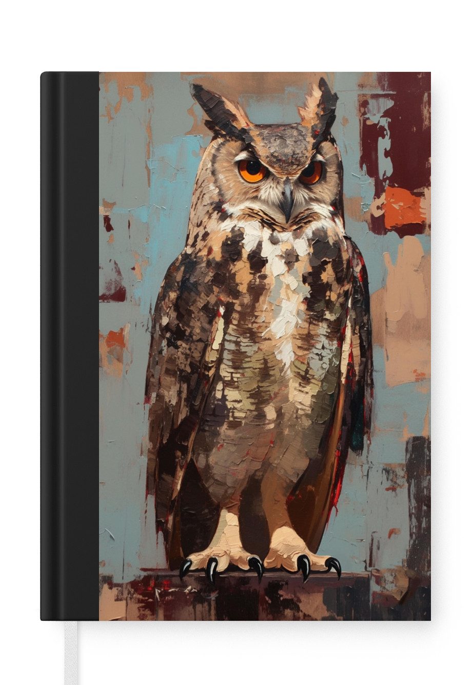 MuchoWow Notizbuch Gemalt - Abstrakt - Eule - Braun, Notebook, Notizblock a5, Tagebuch, Journal Liniert