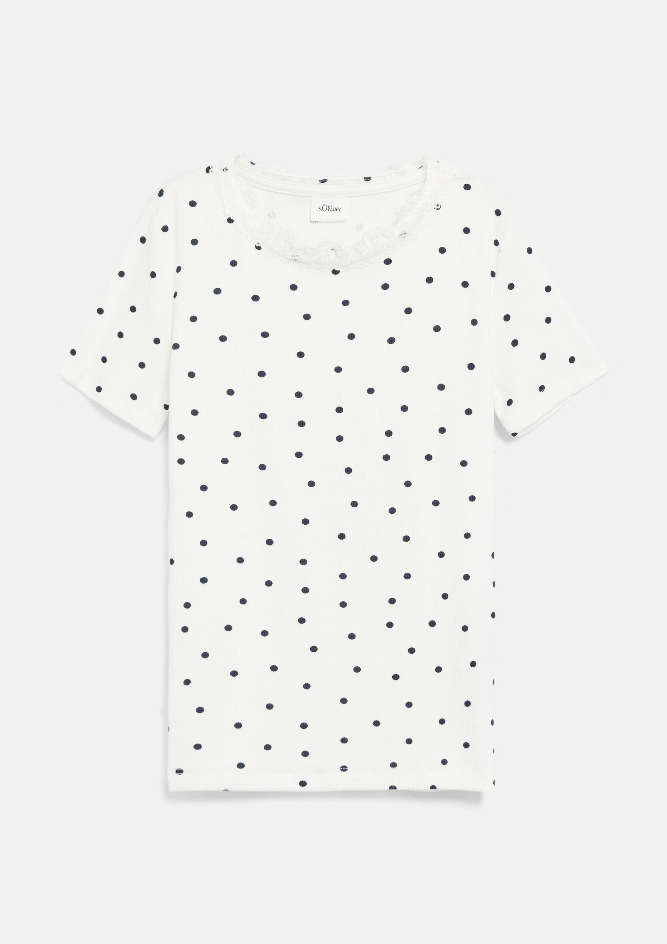 s.Oliver Kurzarmshirt T-Shirt T-Shirt mit Spitze im Slim Fit