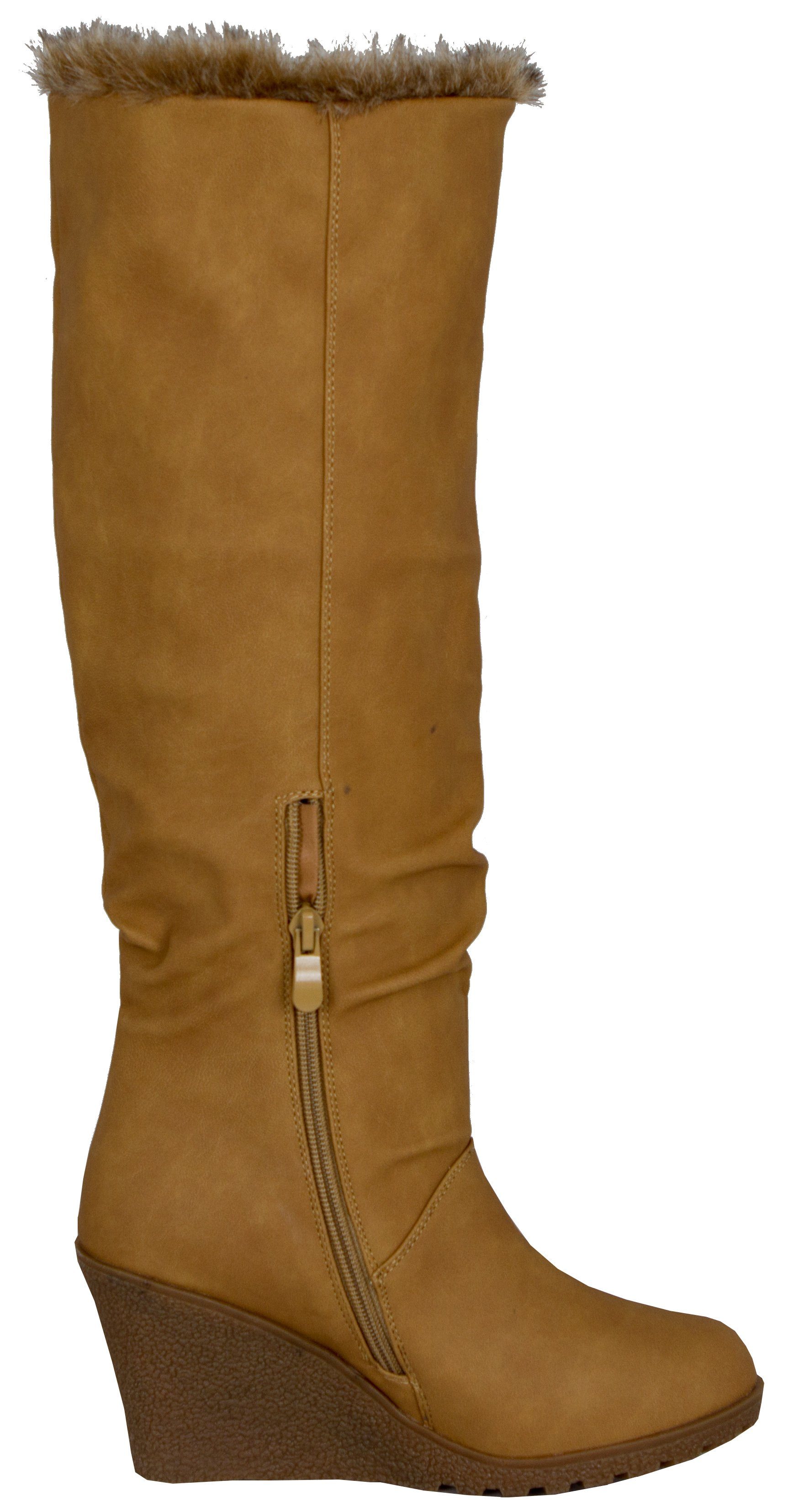 LOVENESS Winterstiefel L85 Damenwinterstiefel Fellstiefel Damen Stiefel Winterstiefel Wundrschönes Kunstfell Warm gefüttert