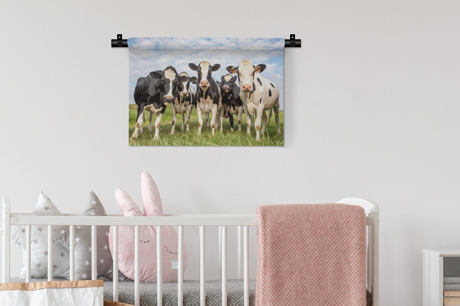 MuchoWow - Schlafzimmer, für Wanddekoobjekt Wohnzimmer, - Kinderzimmer Kleid, Wanddeko Natur Kühe Tiere Gras, Wandbehang, - Weide -